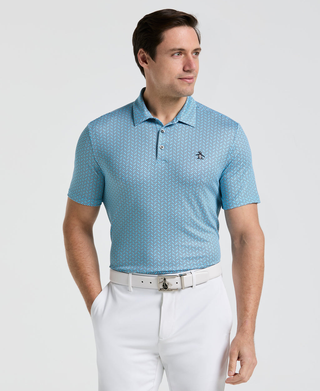 Heritage Herringbone Print Golf Polo