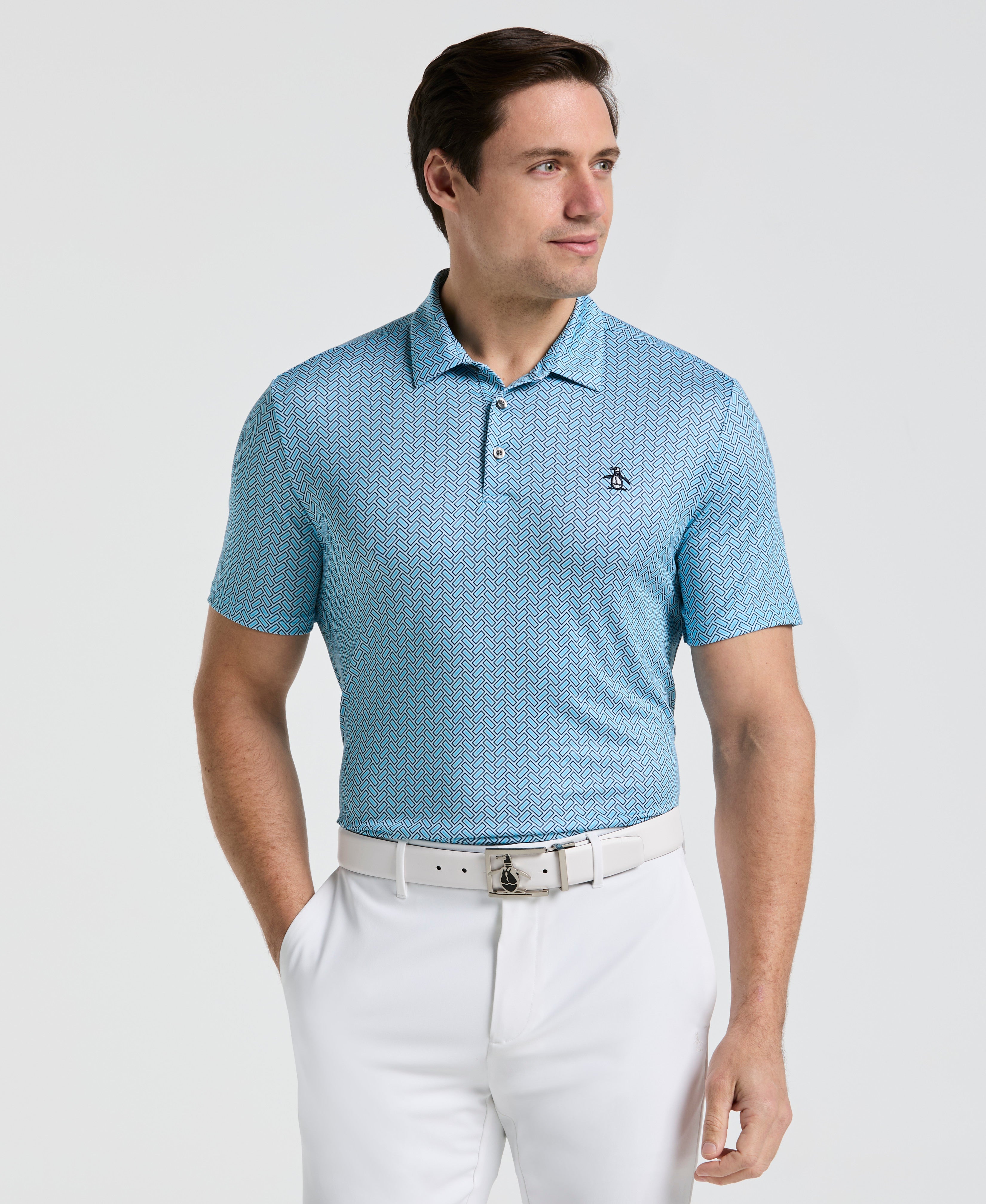 Heritage Herringbone Print Golf Polo