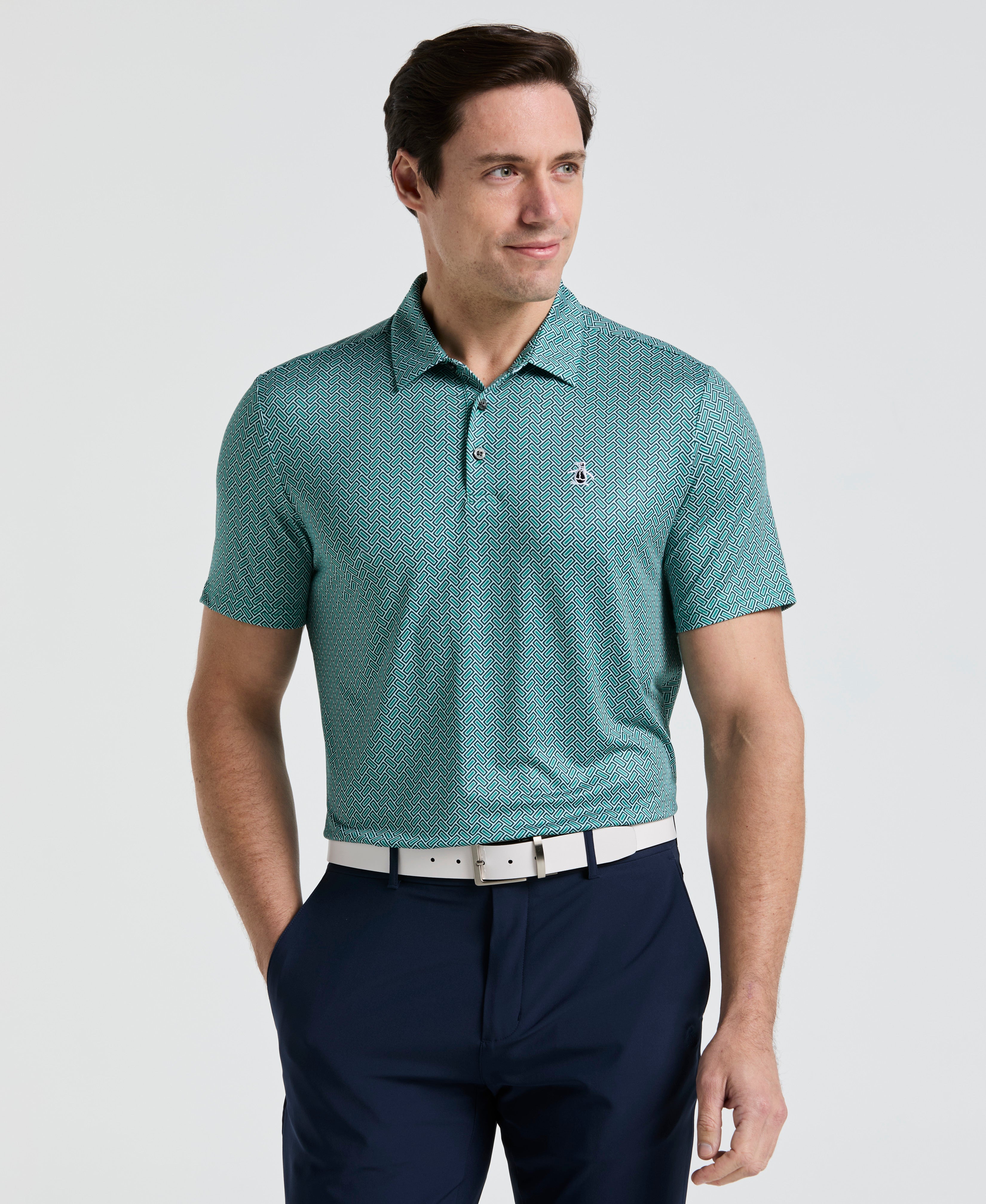 Heritage Herringbone Print Golf Polo