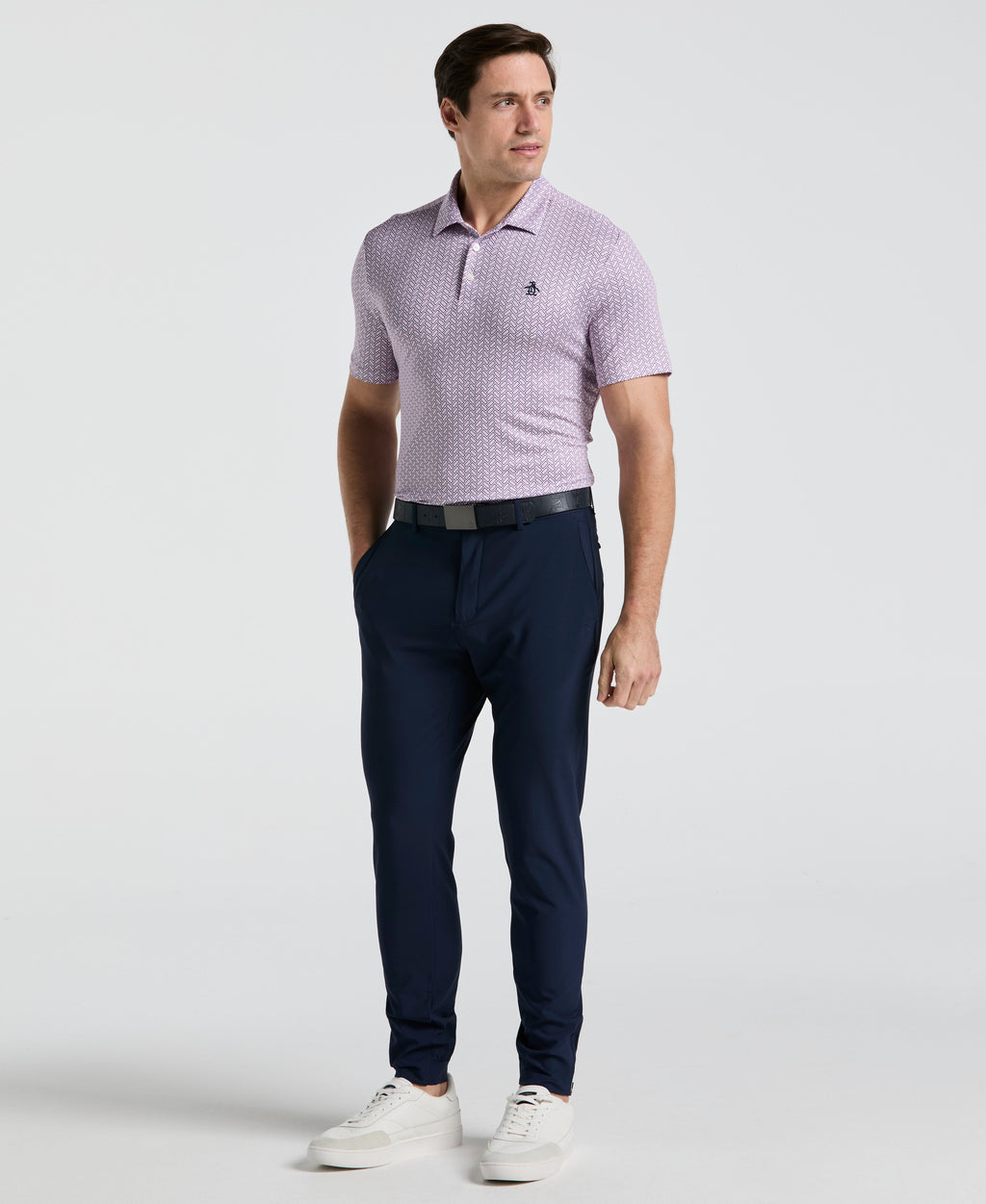 Heritage Herringbone Print Golf Polo