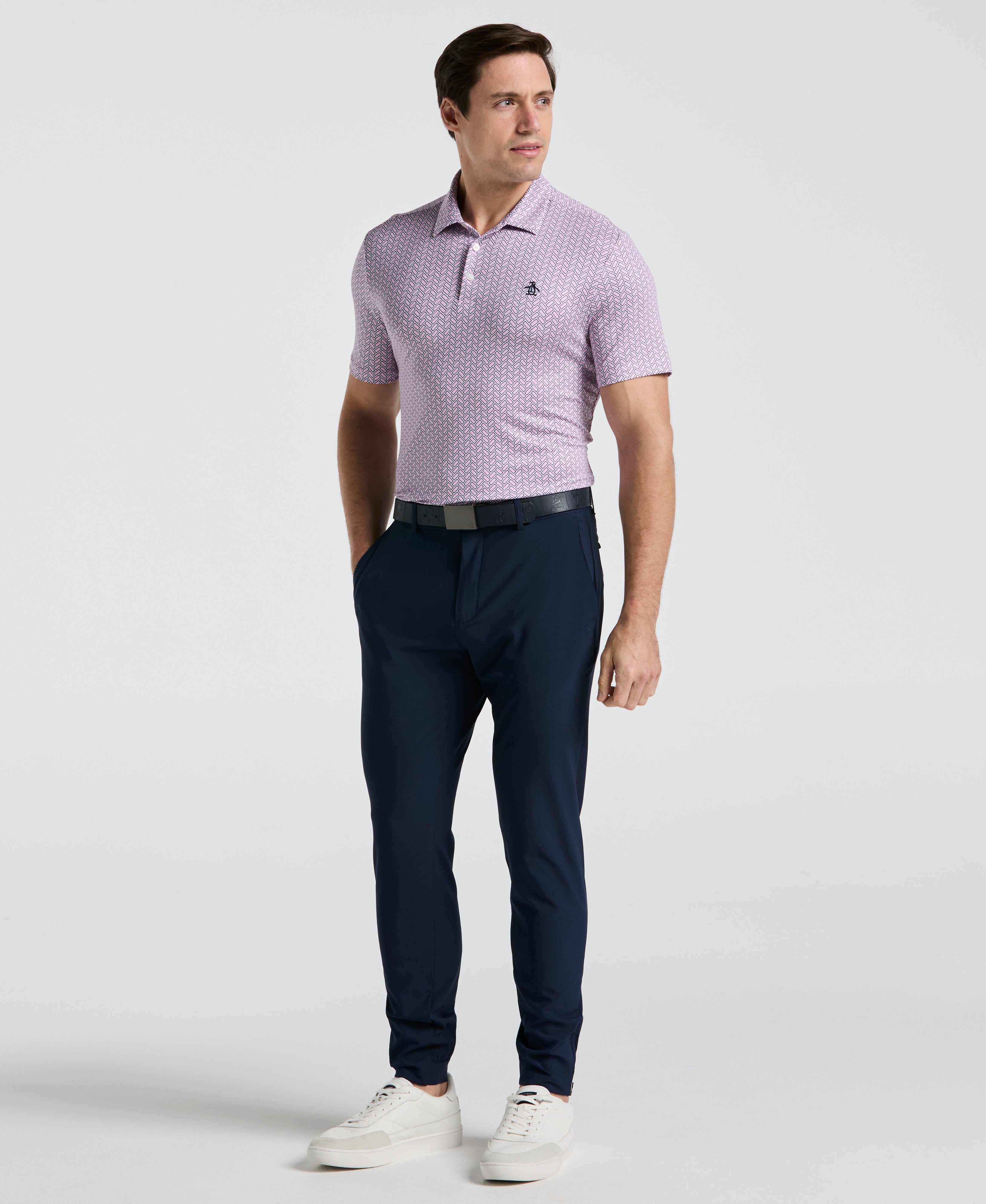 Heritage Herringbone Print Golf Polo