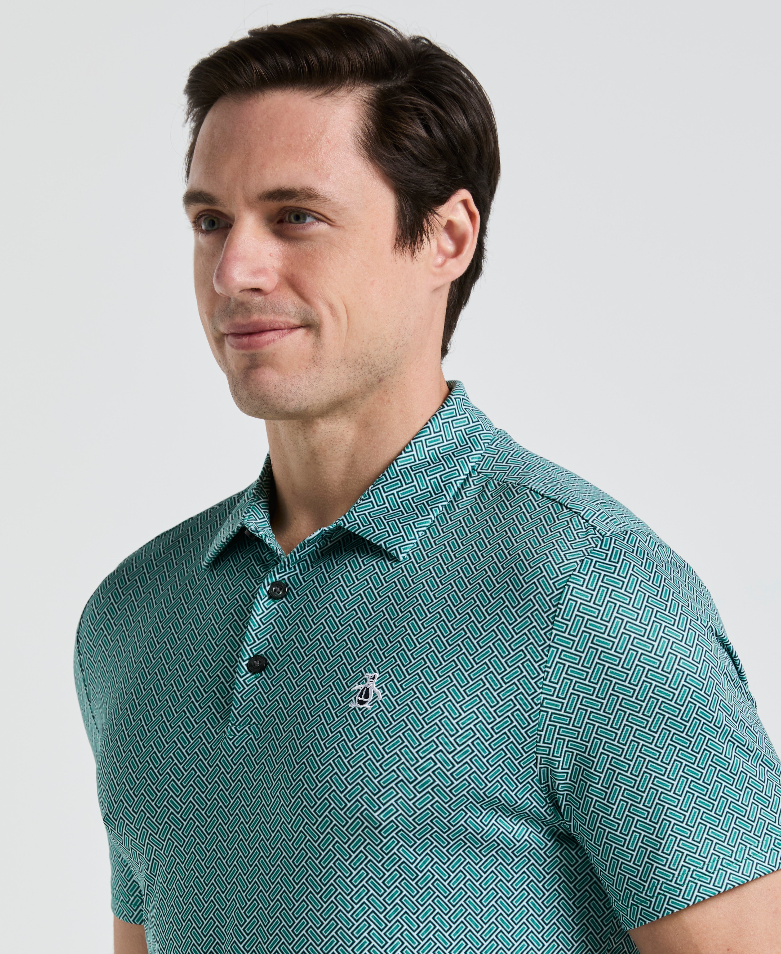 Heritage Herringbone Print Golf Polo