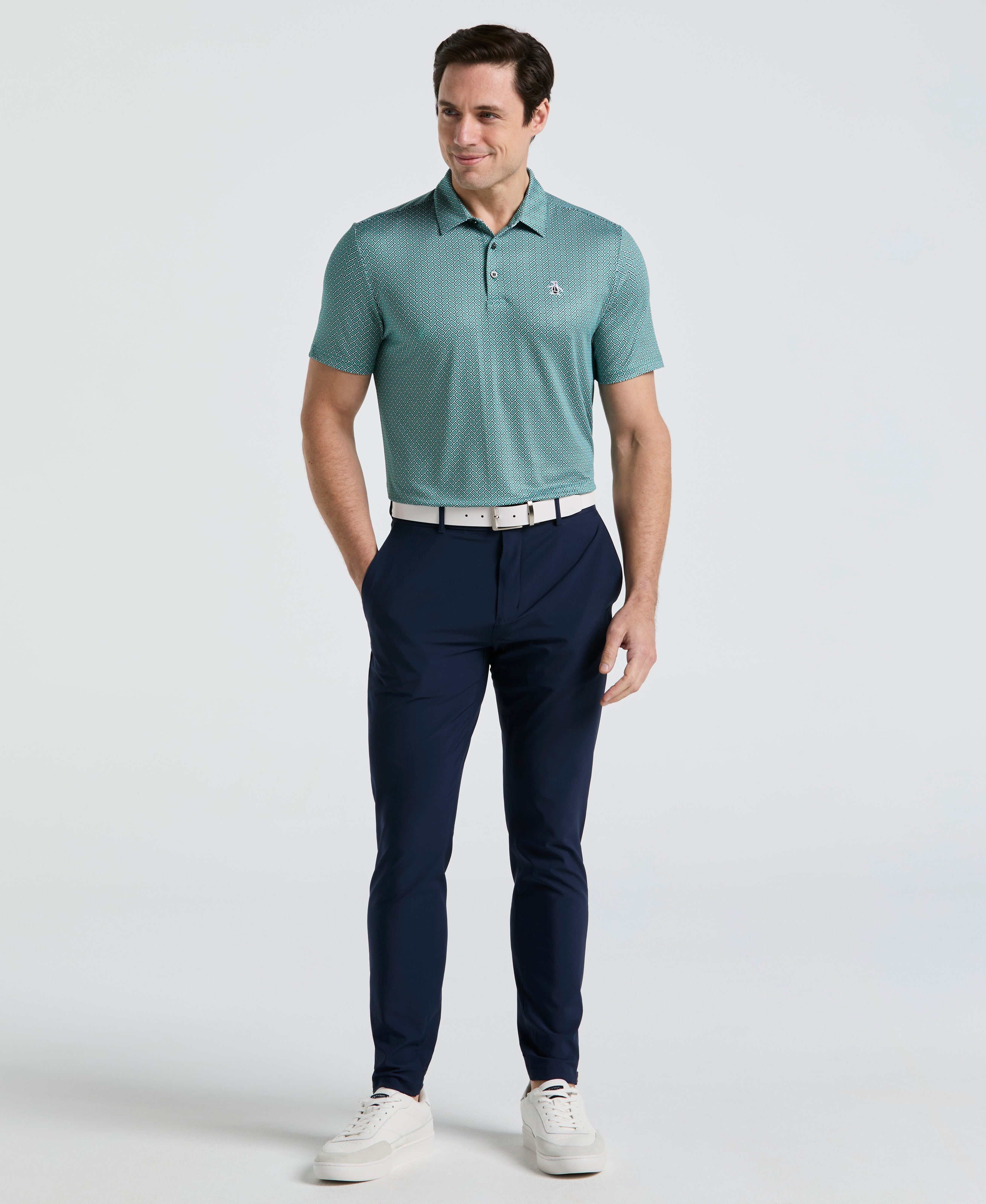 Heritage Herringbone Print Golf Polo