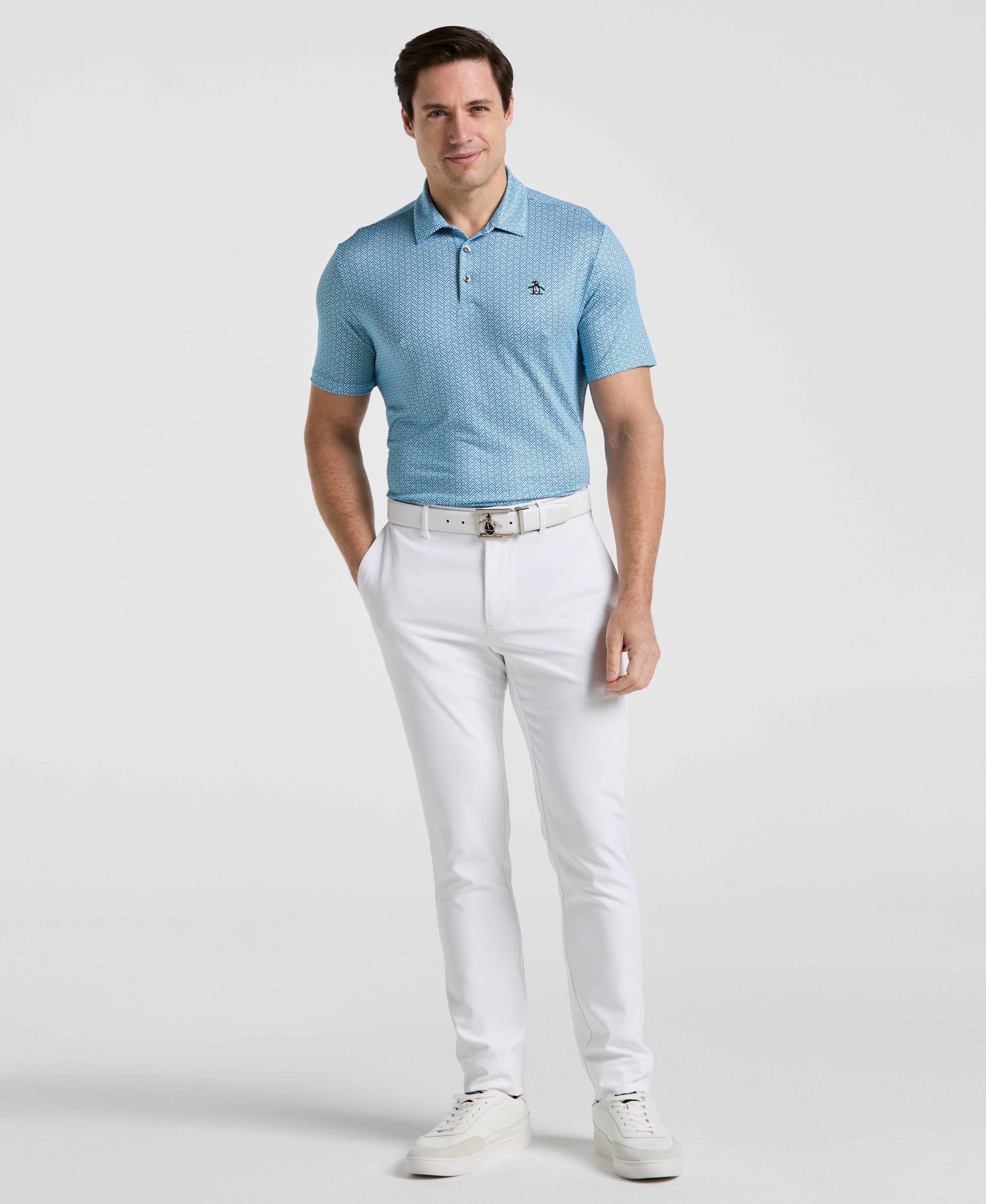 Heritage Herringbone Print Golf Polo
