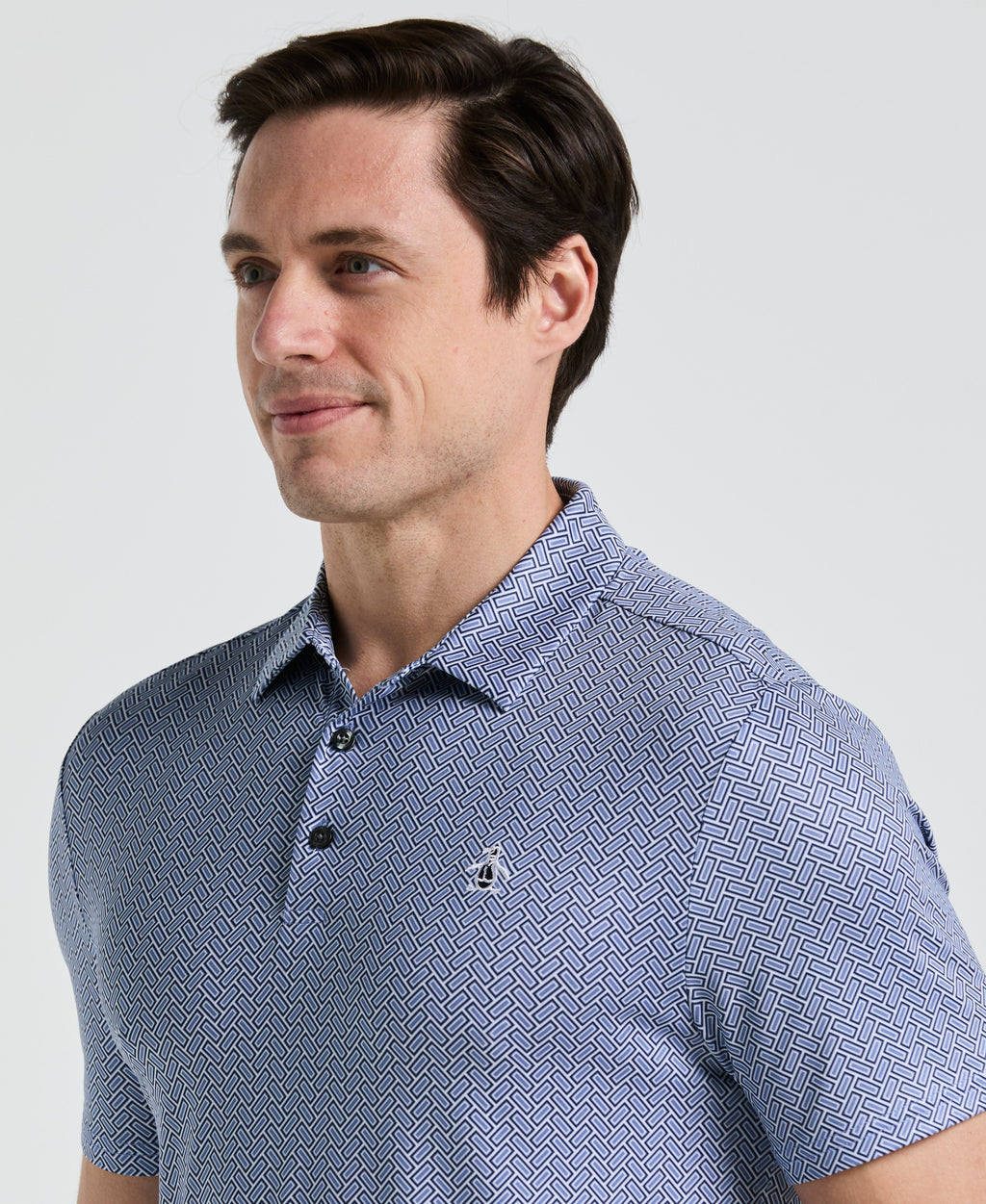 Heritage Herringbone Print Golf Polo