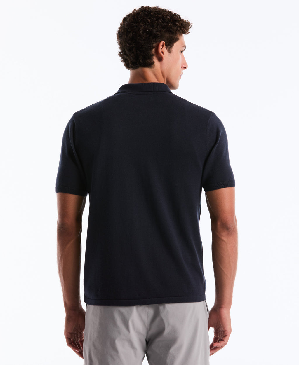 Honeycomb Button-Front Sweater Polo