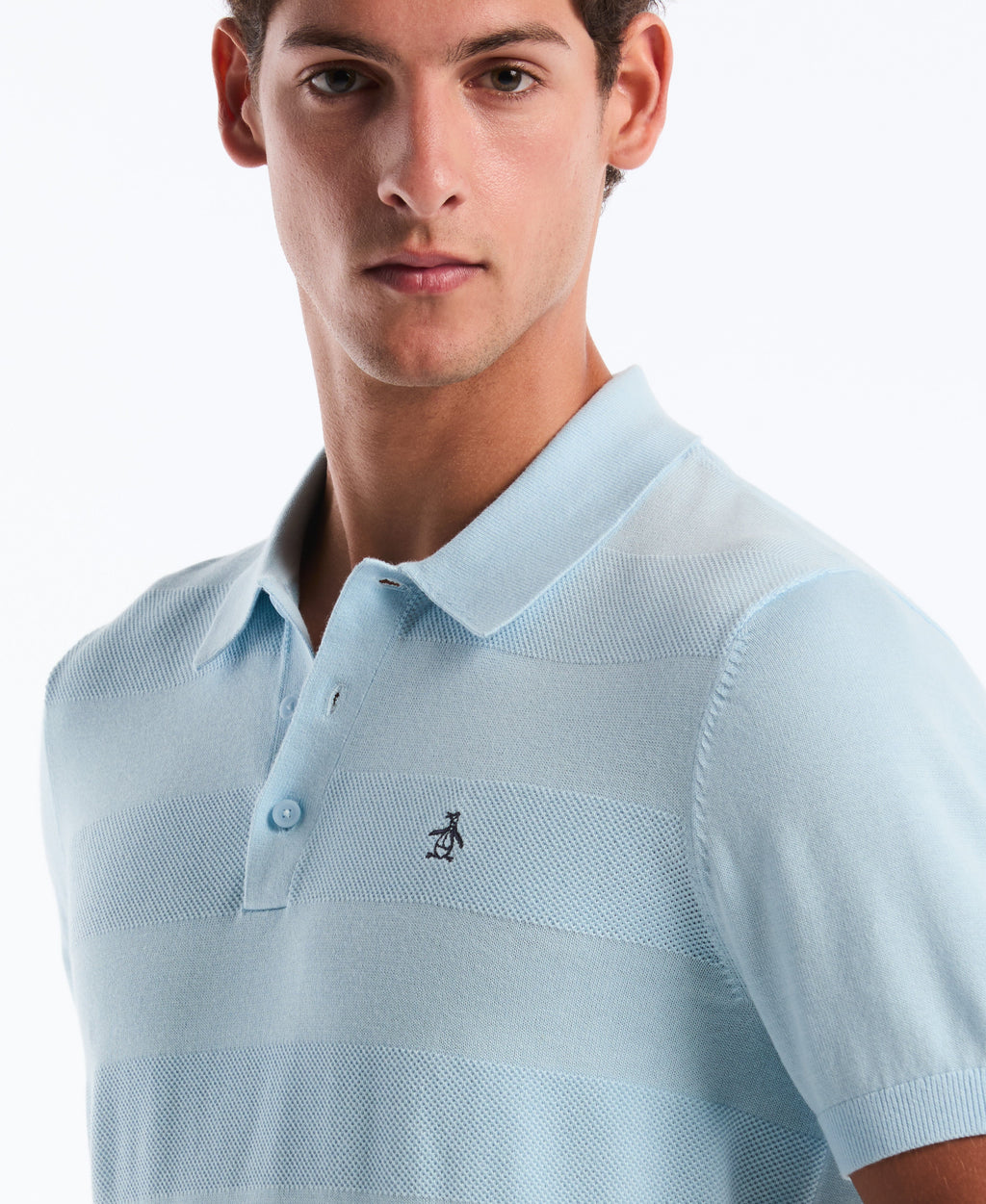 Honeycomb Stripe Stitch Sweater Polo