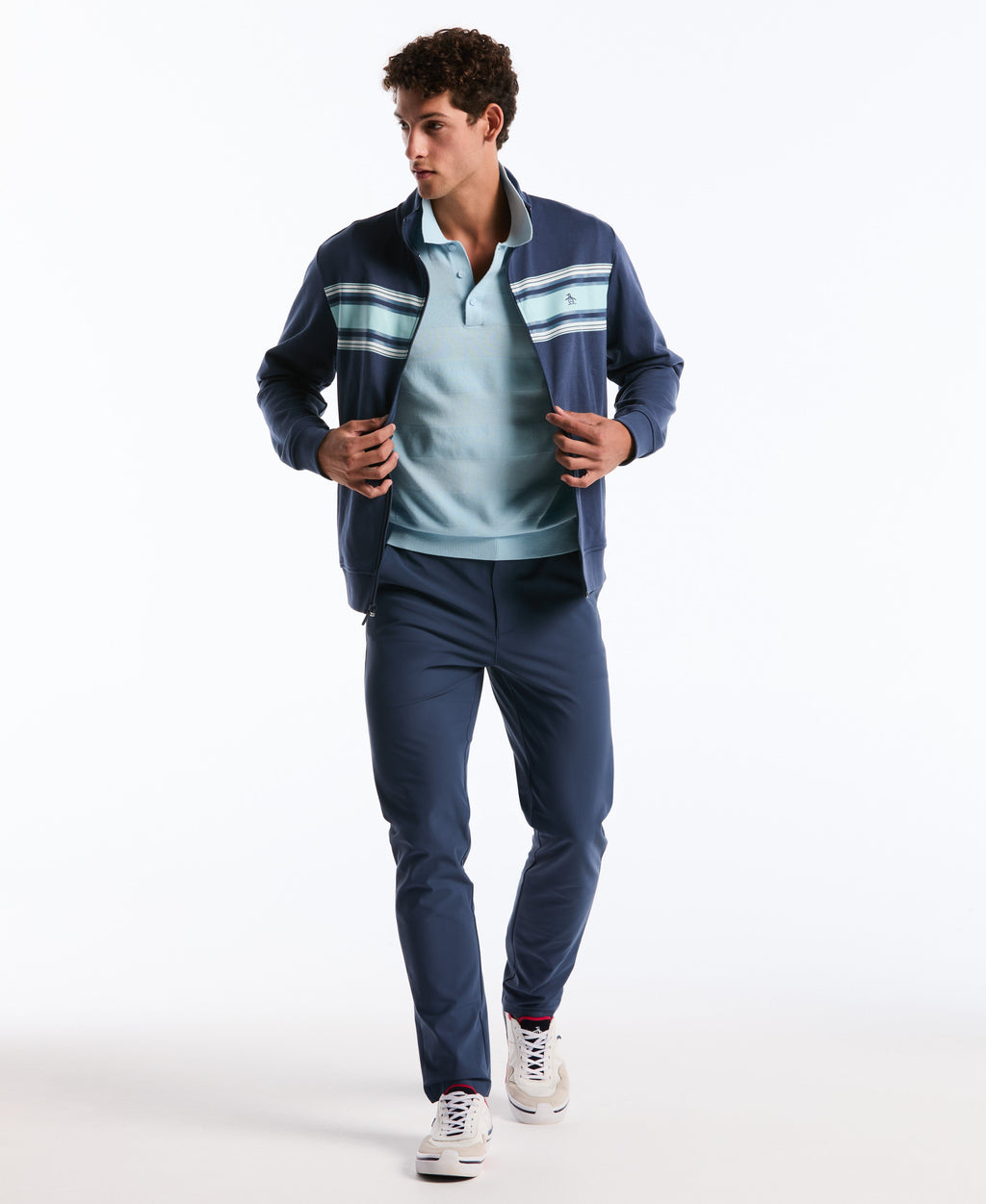 Honeycomb Stripe Stitch Sweater Polo