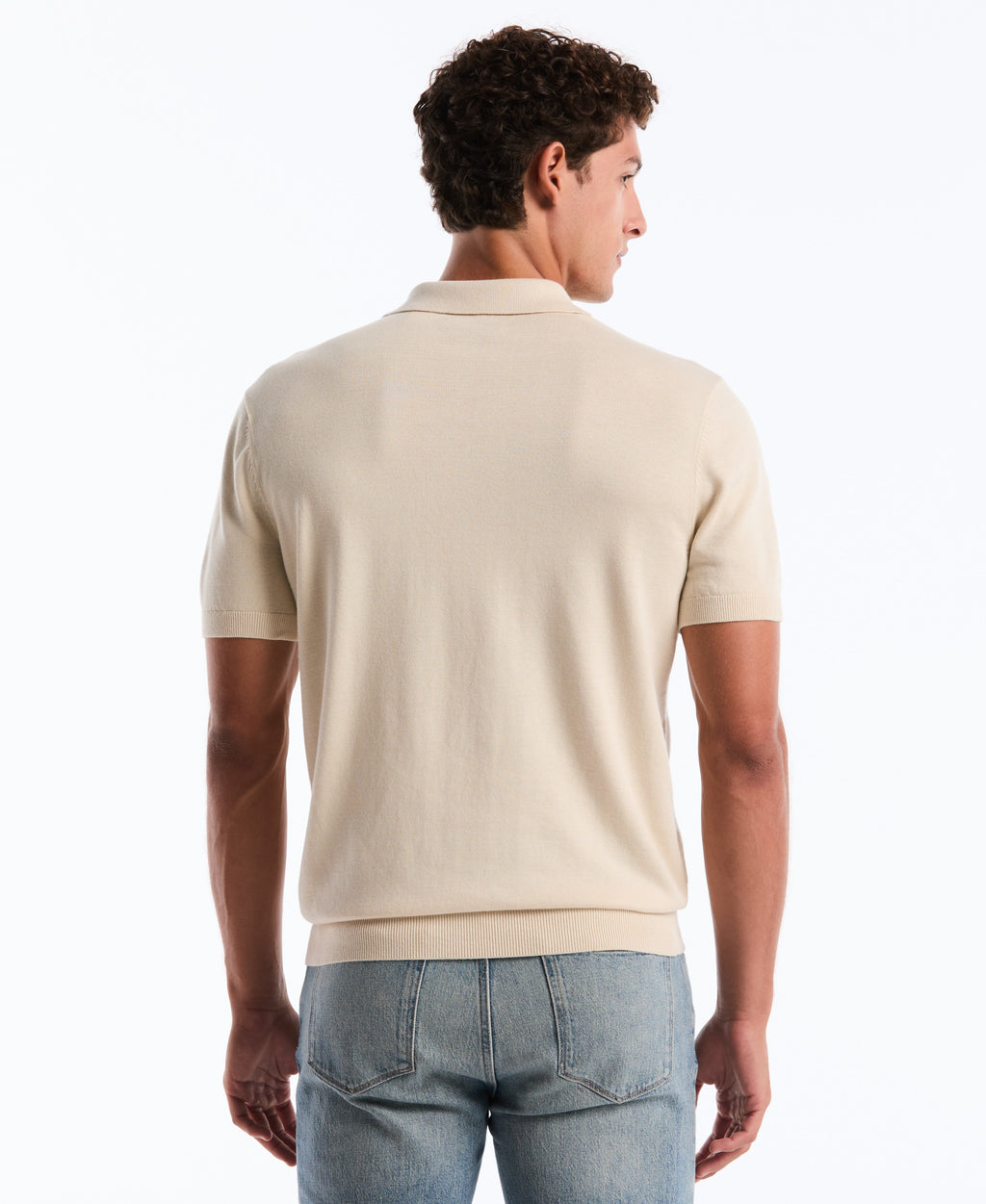 Honeycomb Stripe Stitch Sweater Polo