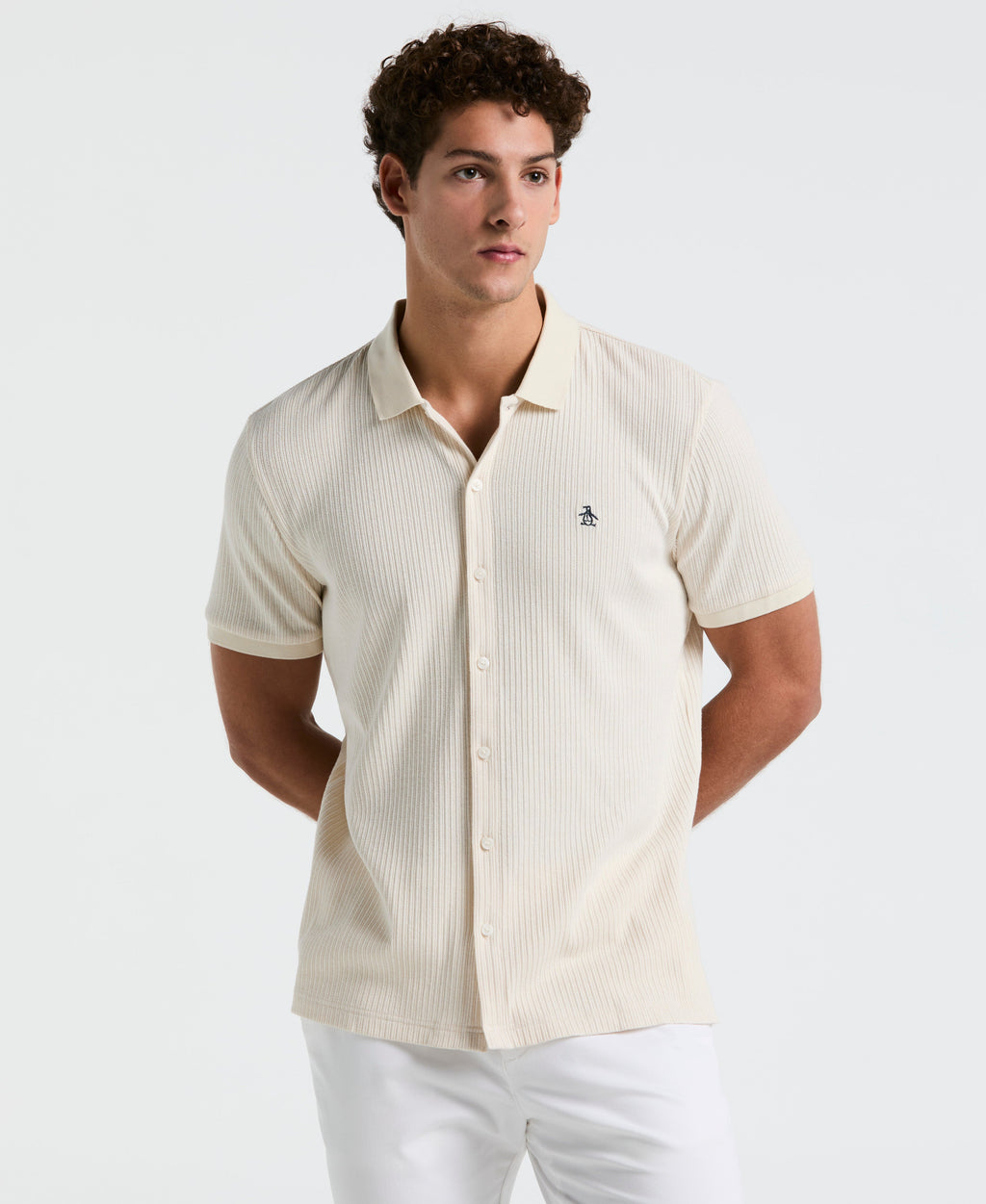Jacquard Button-Down Polo
