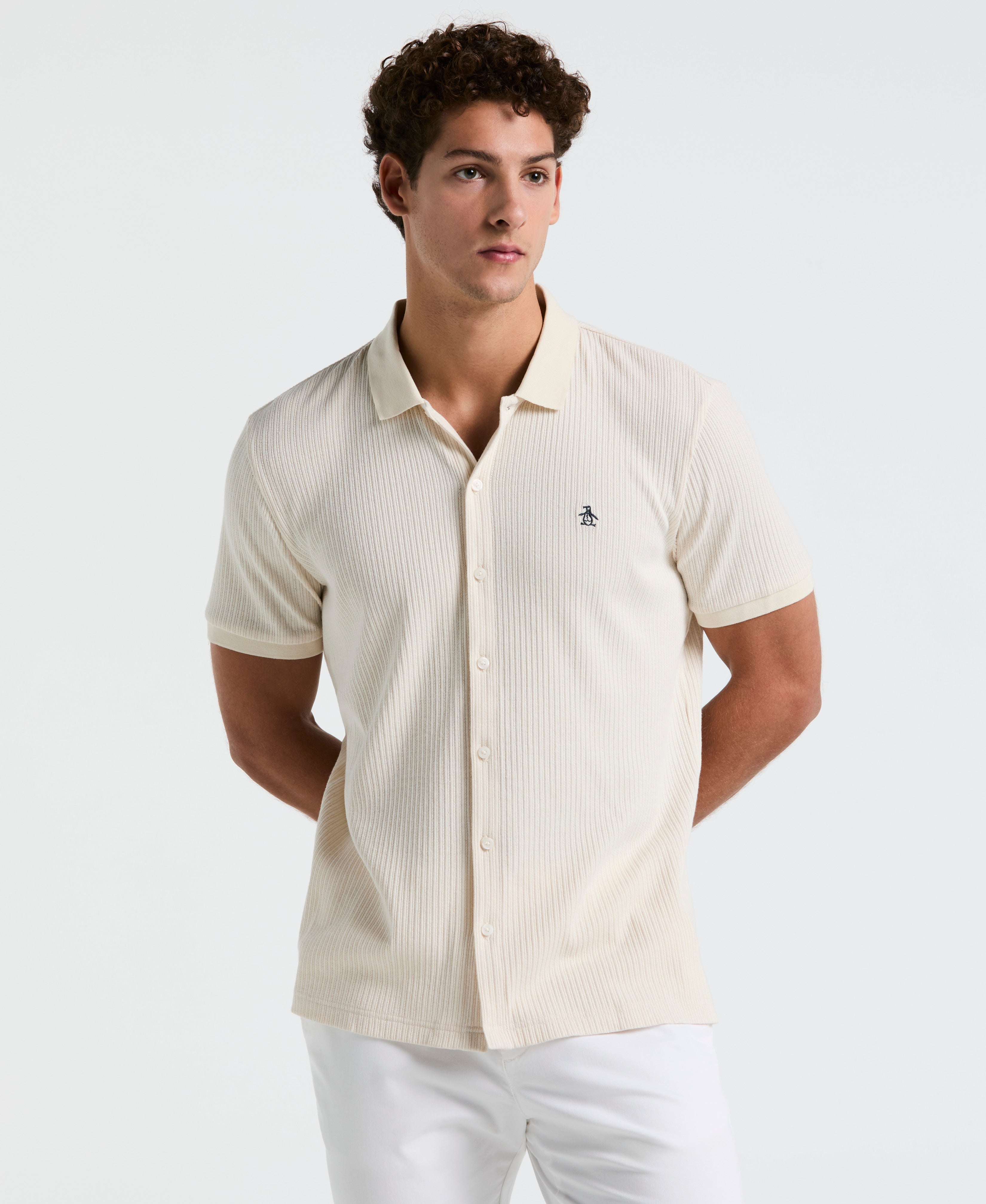 Jacquard Button-Down Polo