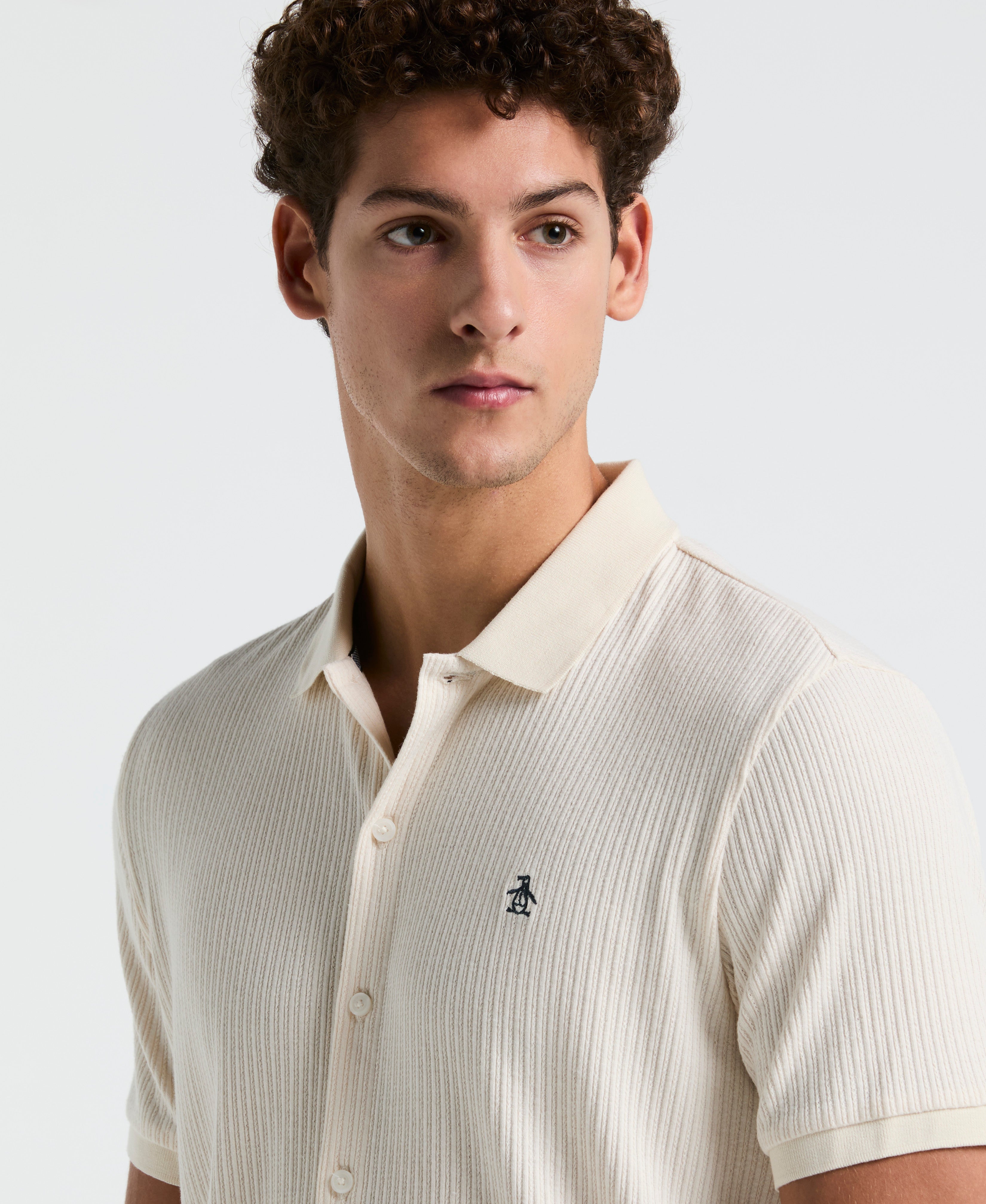 Jacquard Button-Down Polo
