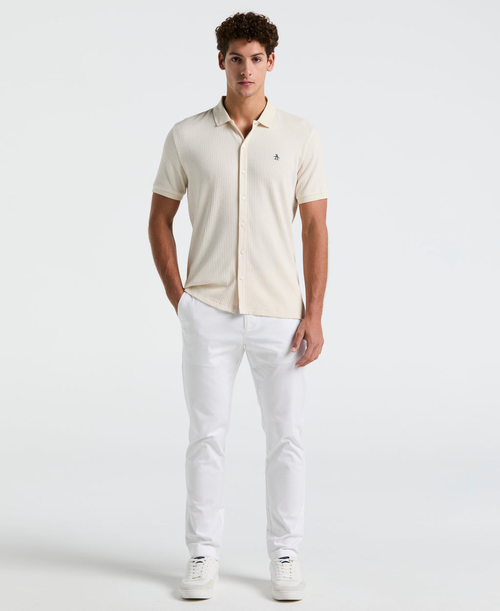 Jacquard Button-Down Polo