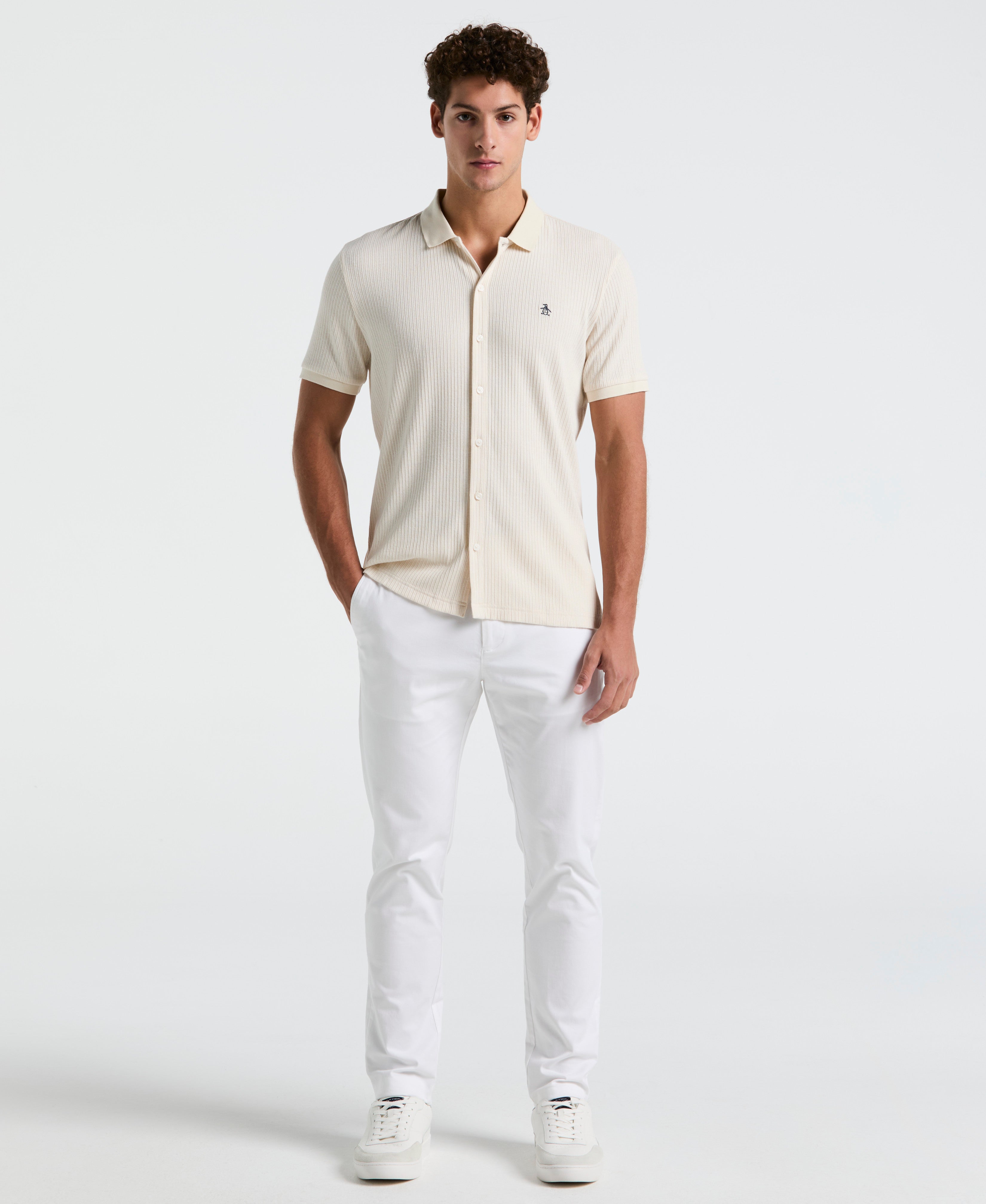 Jacquard Button-Down Polo