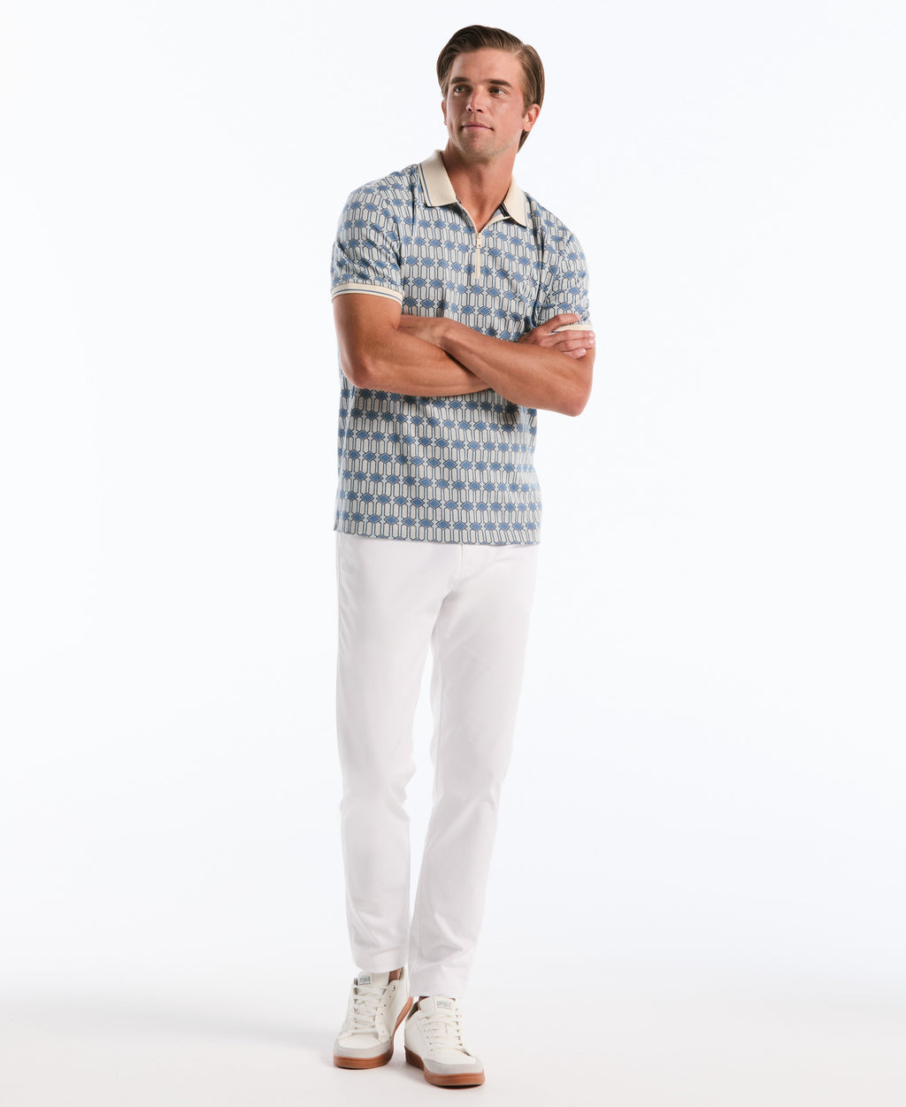 Jacquard Deco Quarter Zip Polo