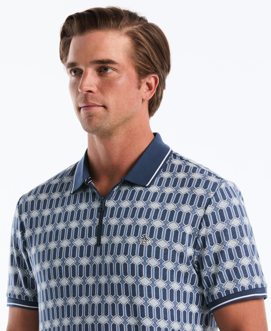 Jacquard Deco Quarter Zip Polo