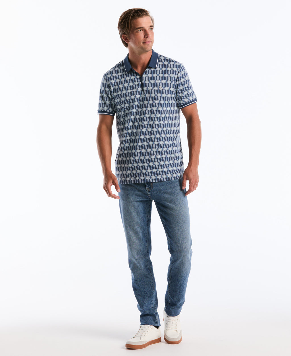 Jacquard Deco Quarter Zip Polo