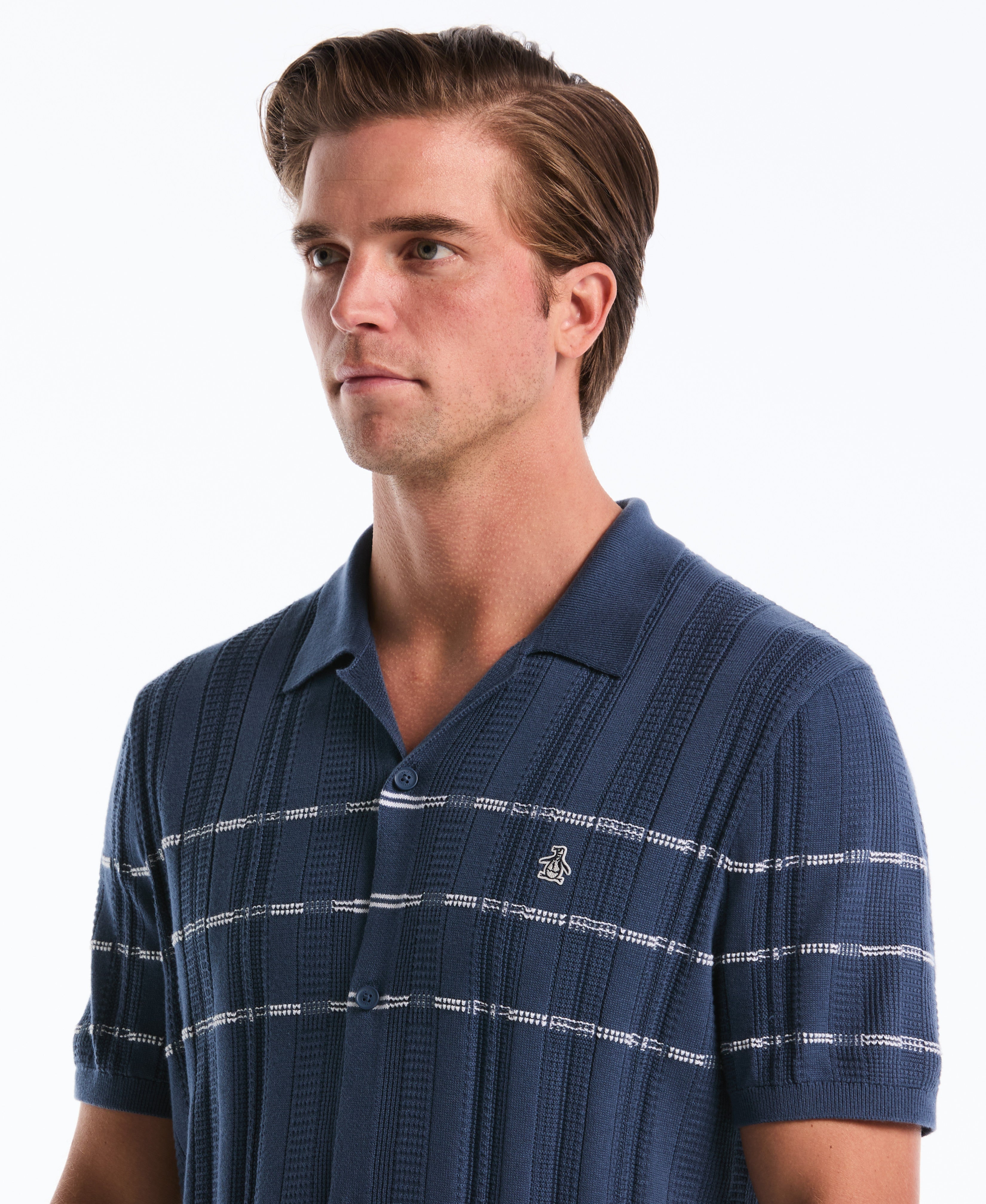 Mix Rib Button Sweater Polo