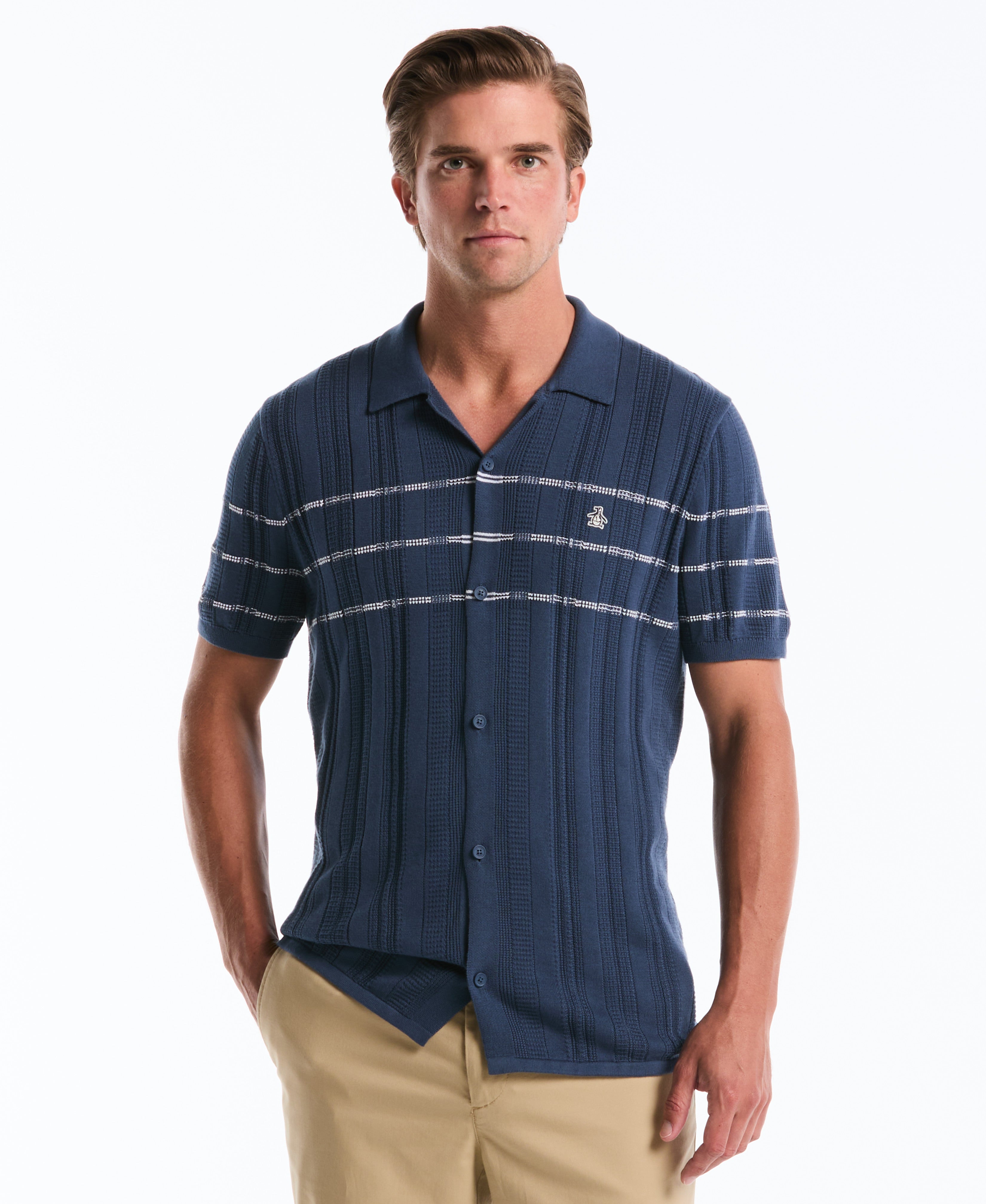 Mix Rib Button Sweater Polo