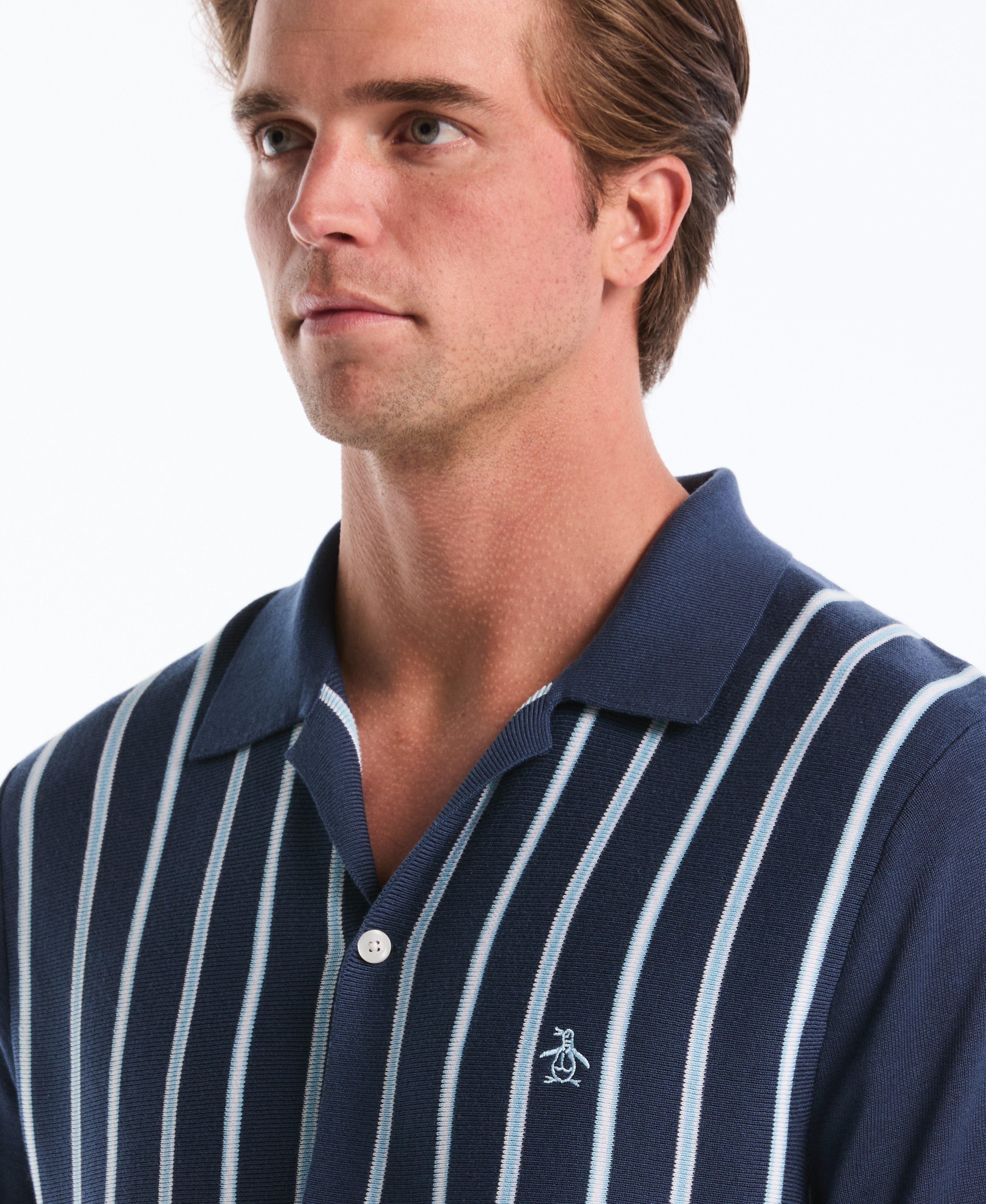 Modal Vert Stripe Sweater Polo