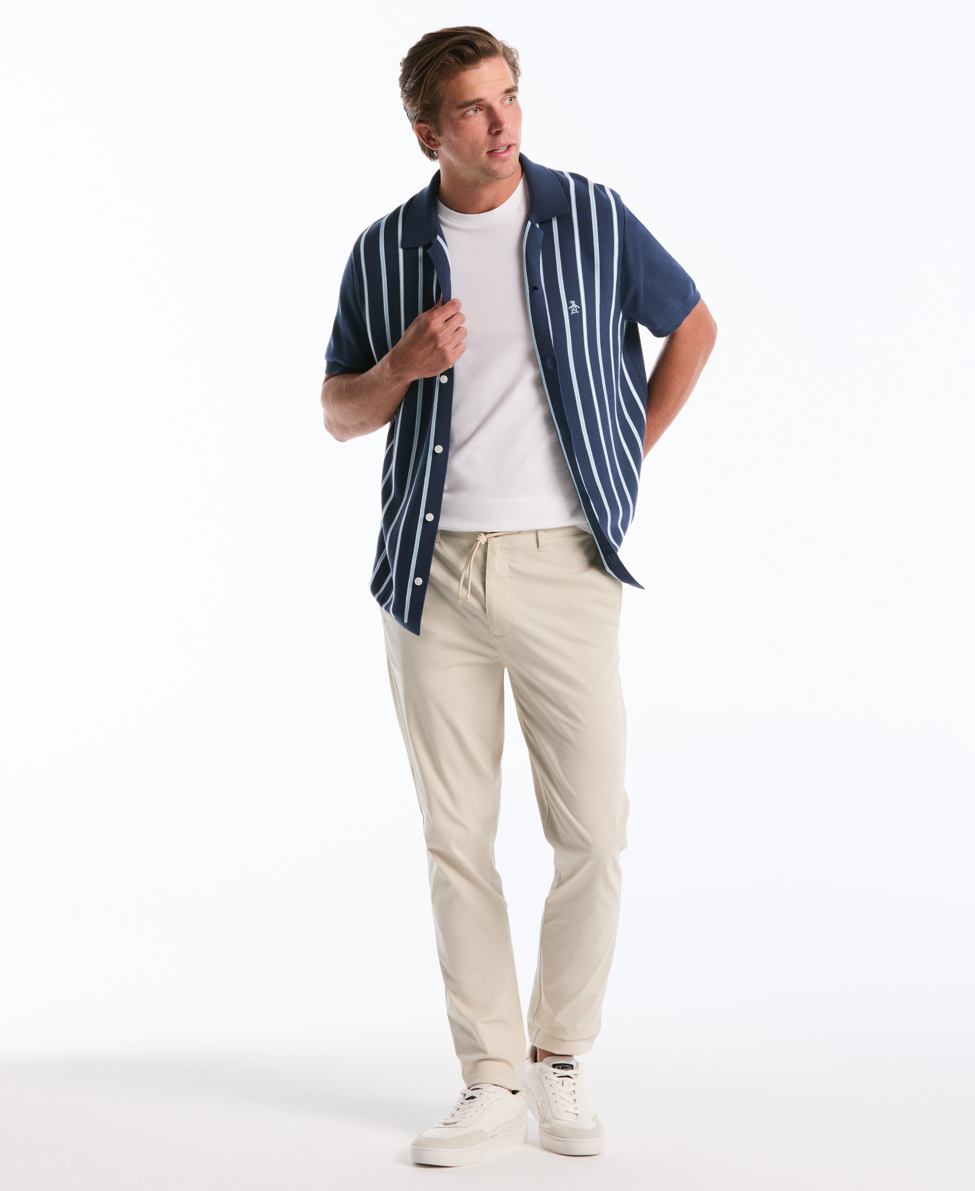 Modal Vert Stripe Sweater Polo