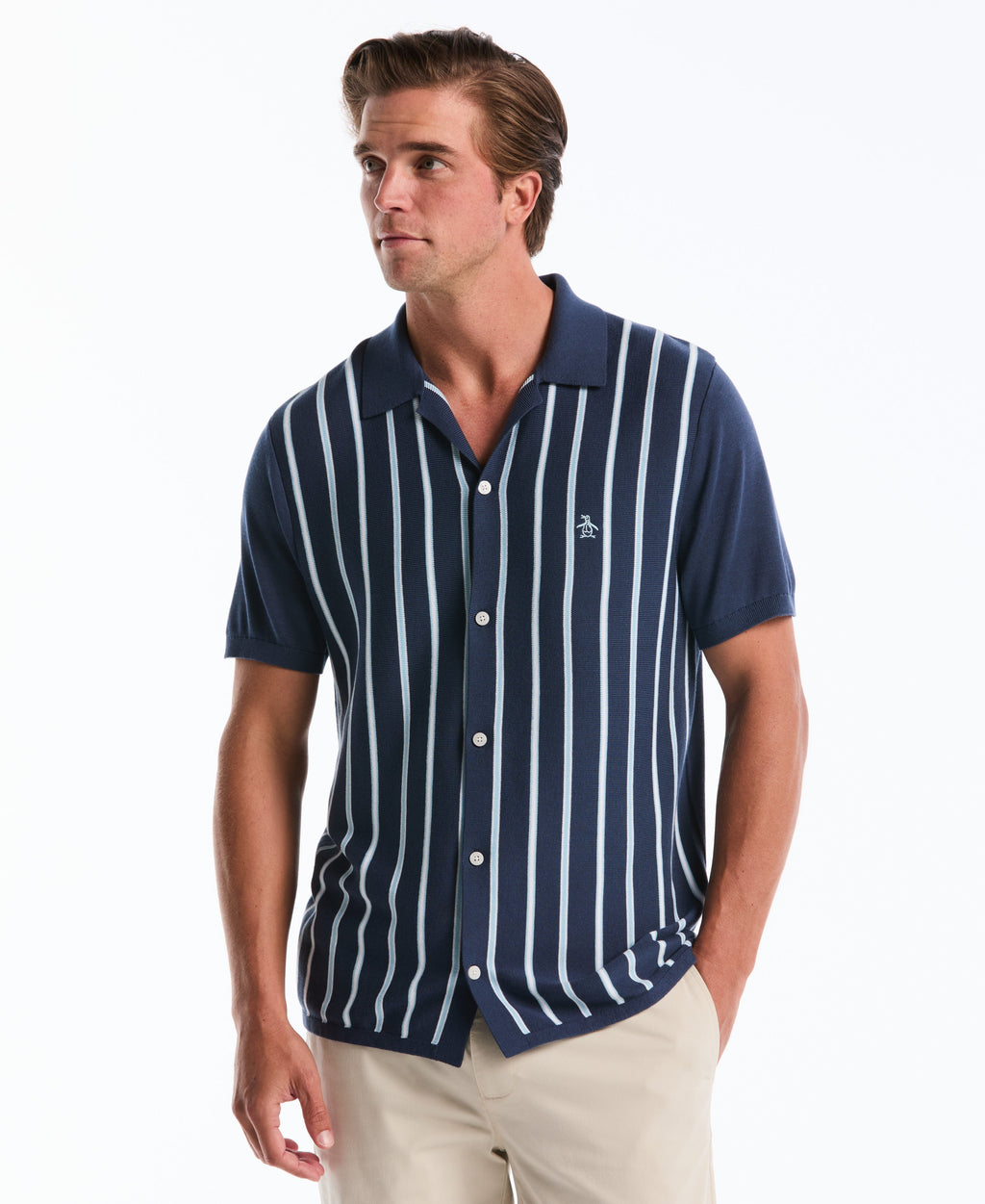 Modal Vert Stripe Sweater Polo