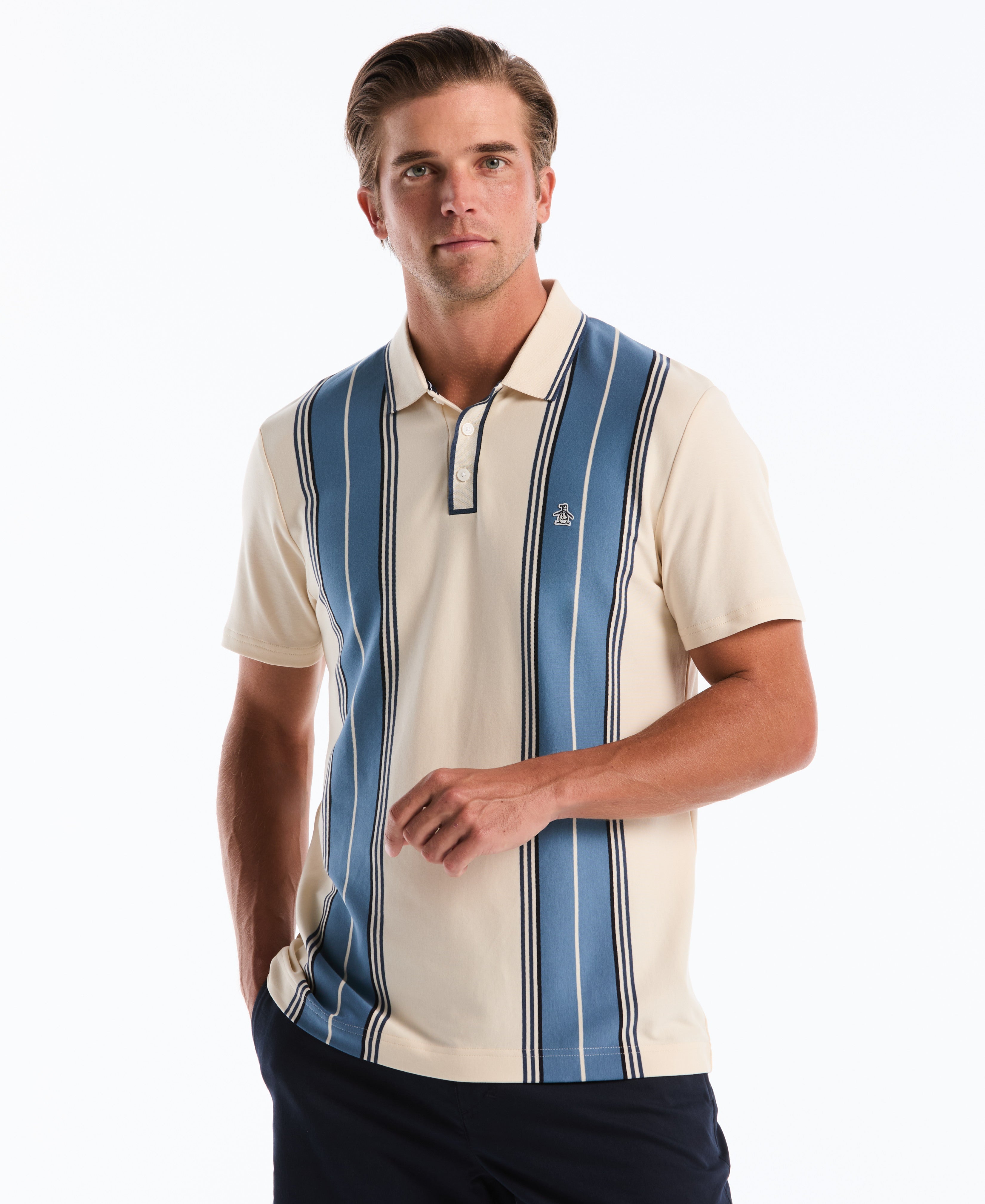 Interlock Vertical Stripe Polo