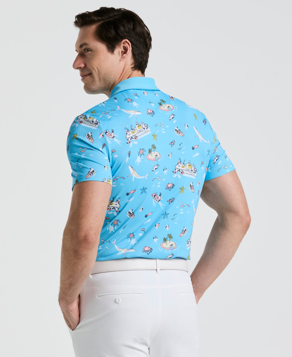 Pete 'N The Boat Print Golf Polo