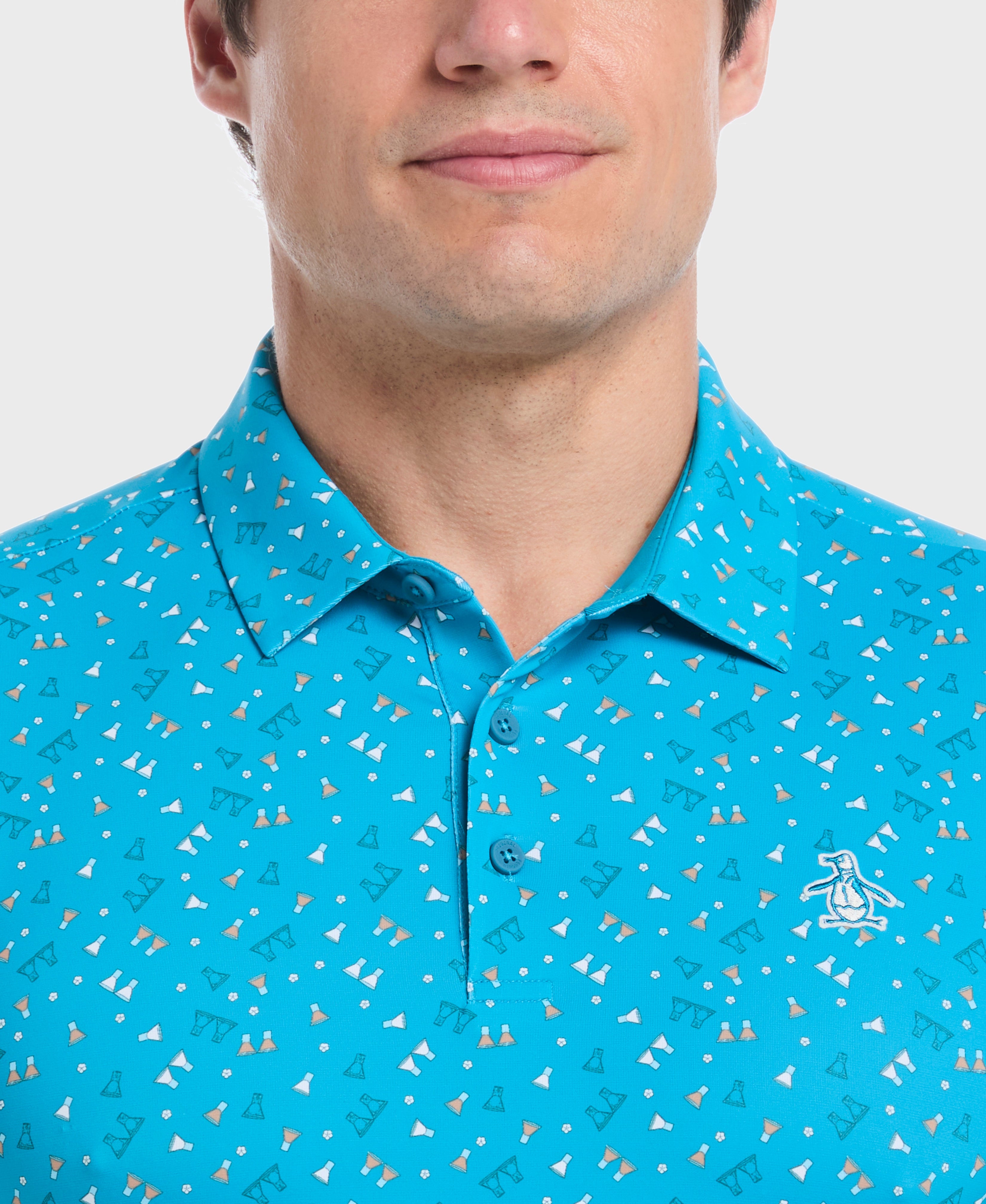 Sake-Tini Novelty Print Golf Polo