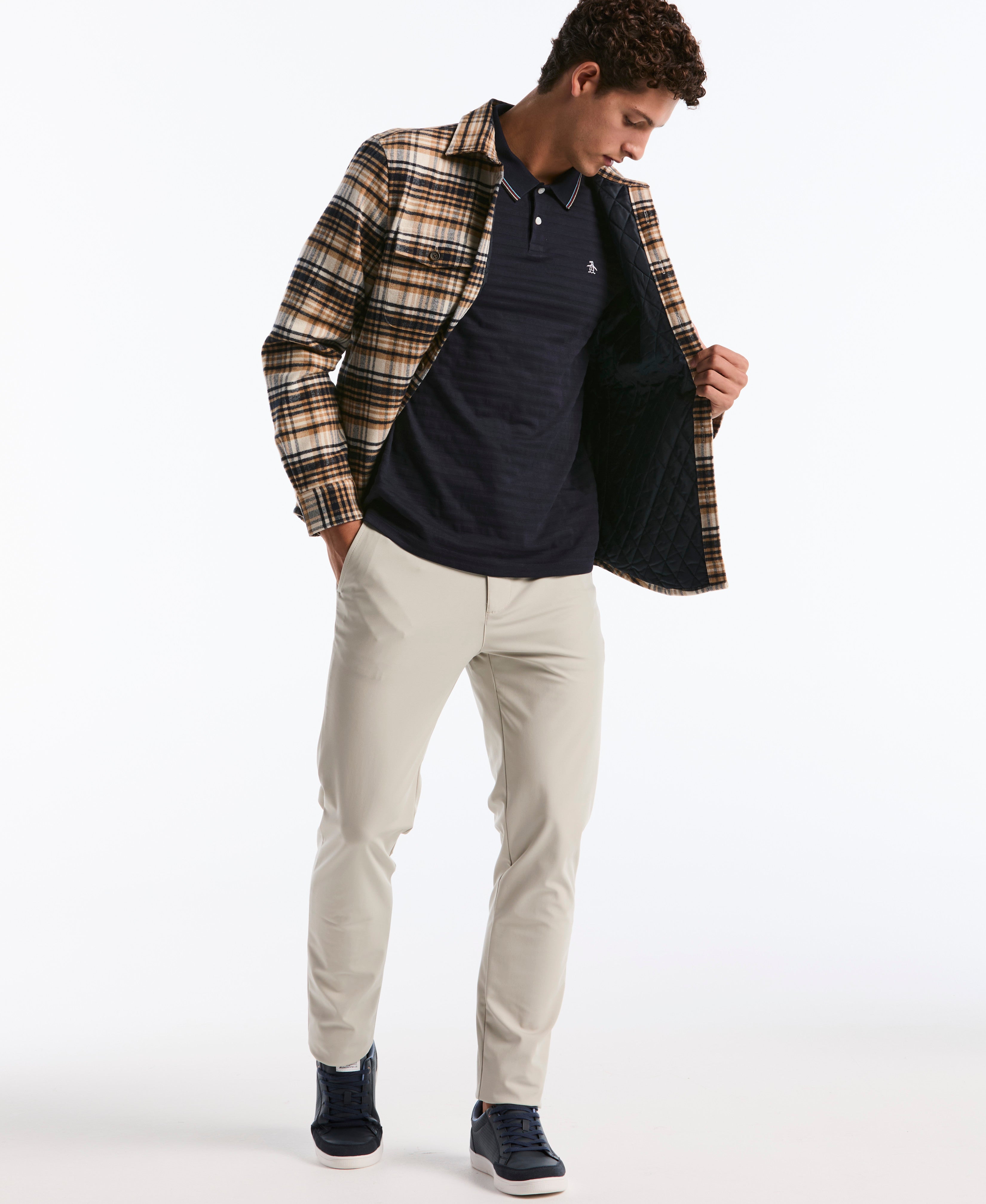 Solid Textured Striped Polo