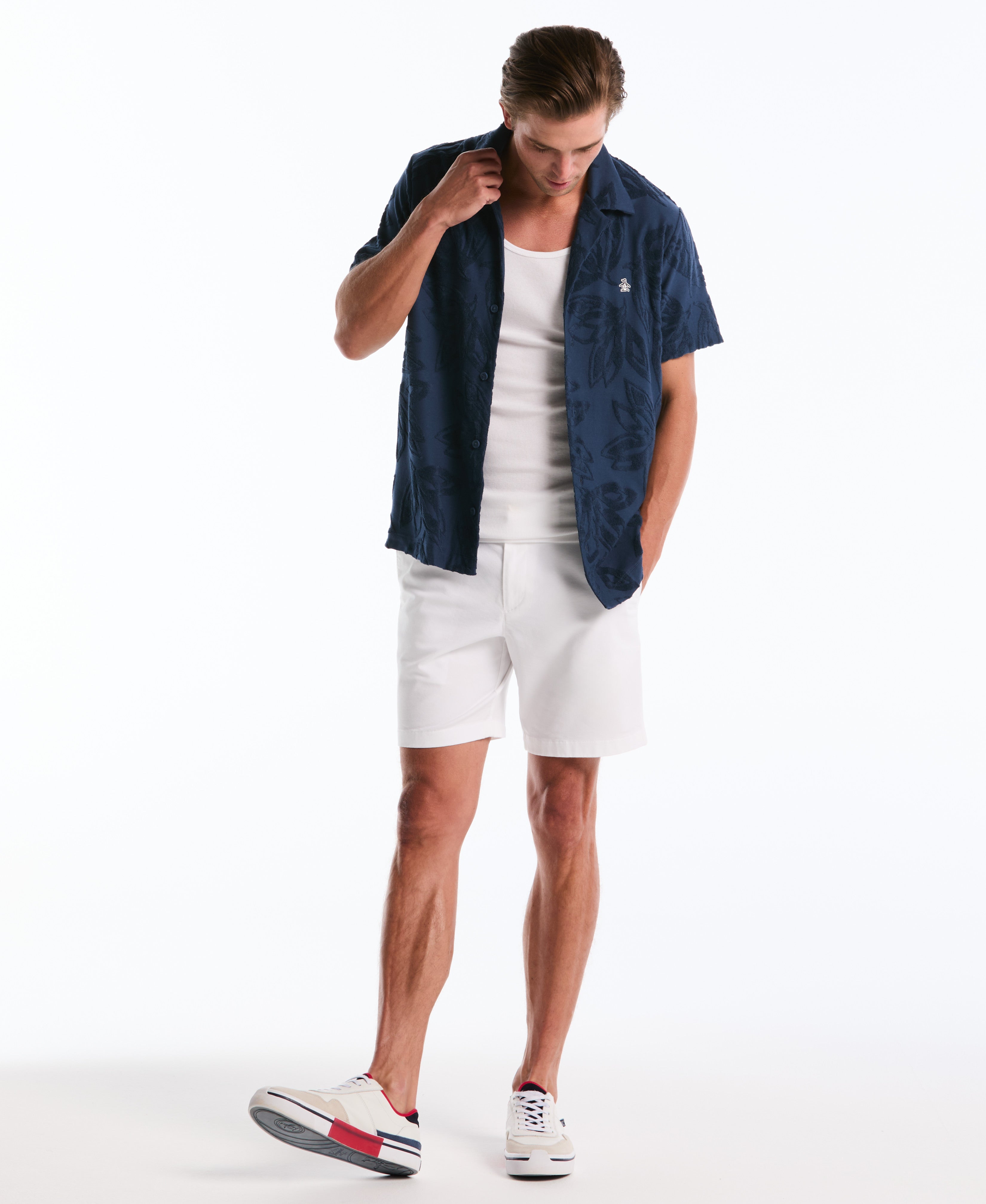 Terry Floral Button Sweater Polo