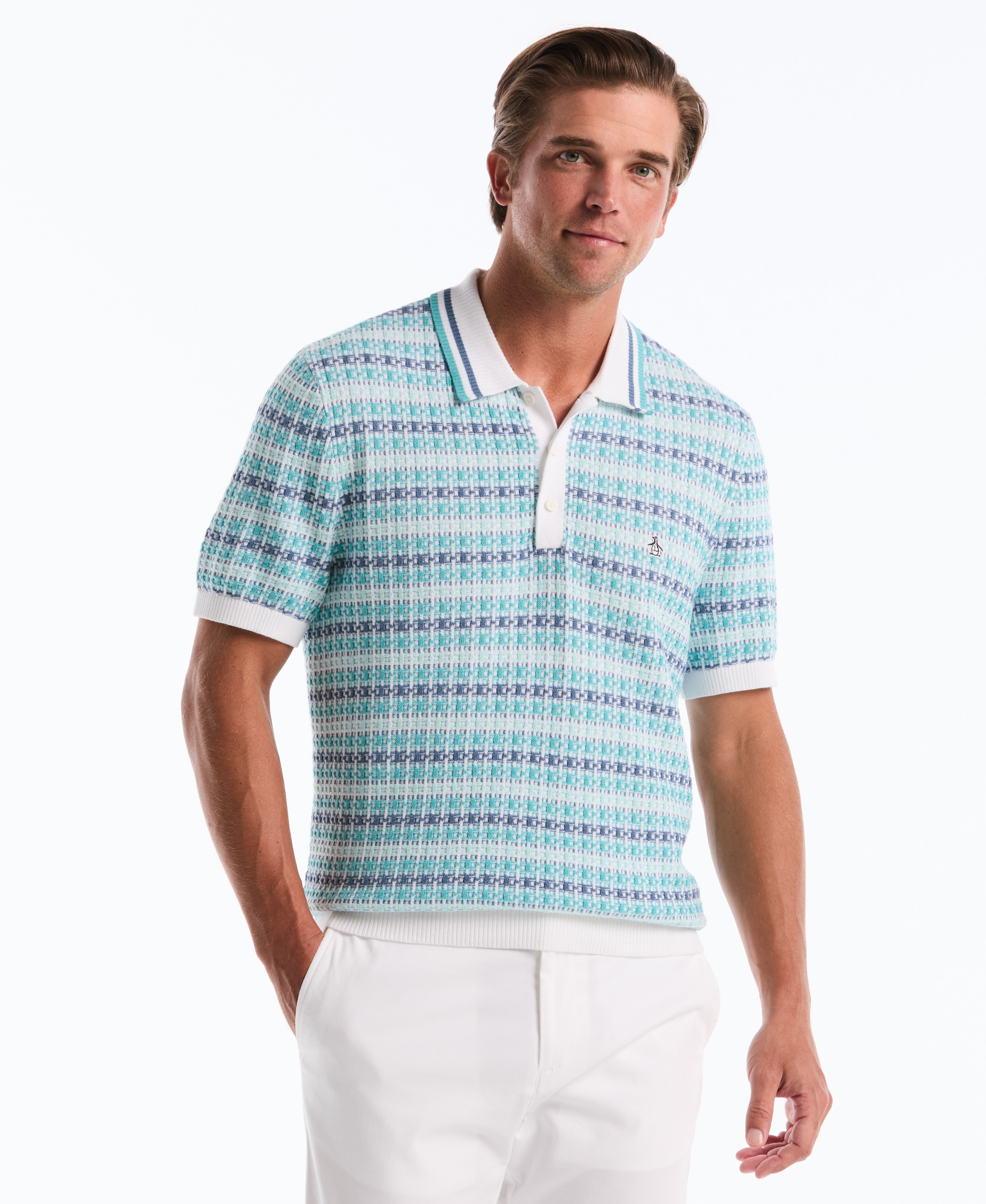 Textured Cotton Sweater Polo