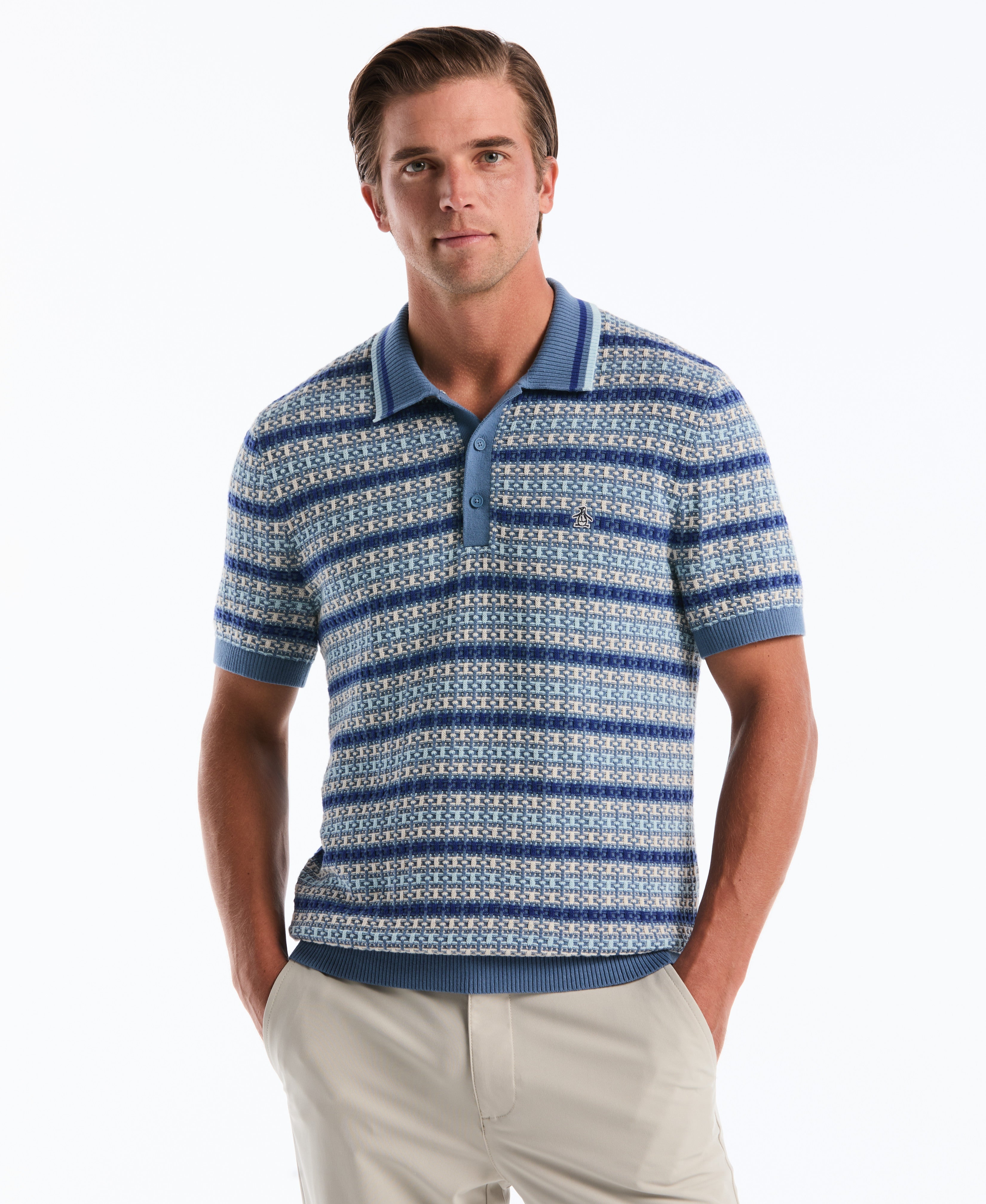 Textured Cotton Sweater Polo