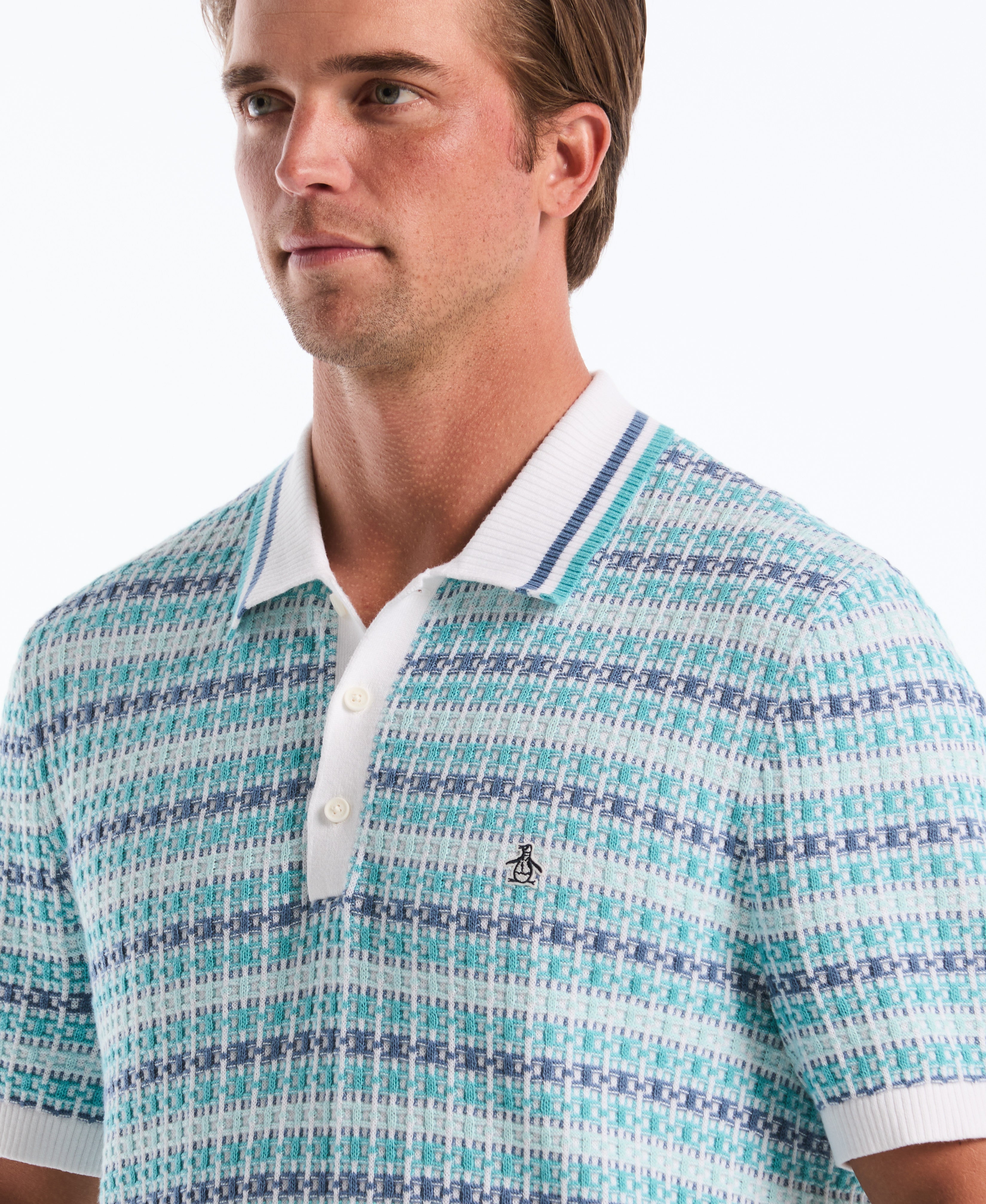 Textured Cotton Sweater Polo