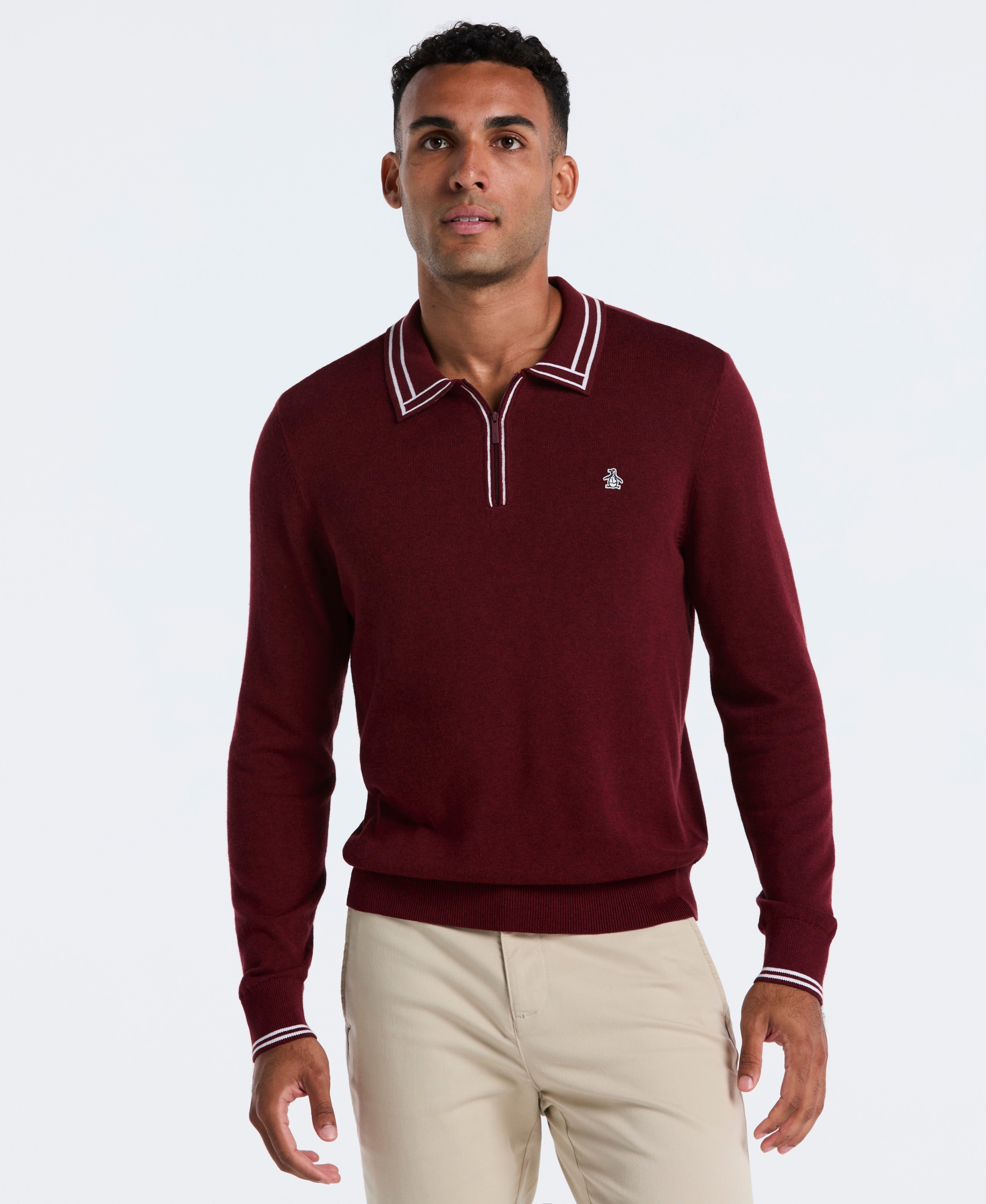 Tipped Quarter Zip Sweater Polo