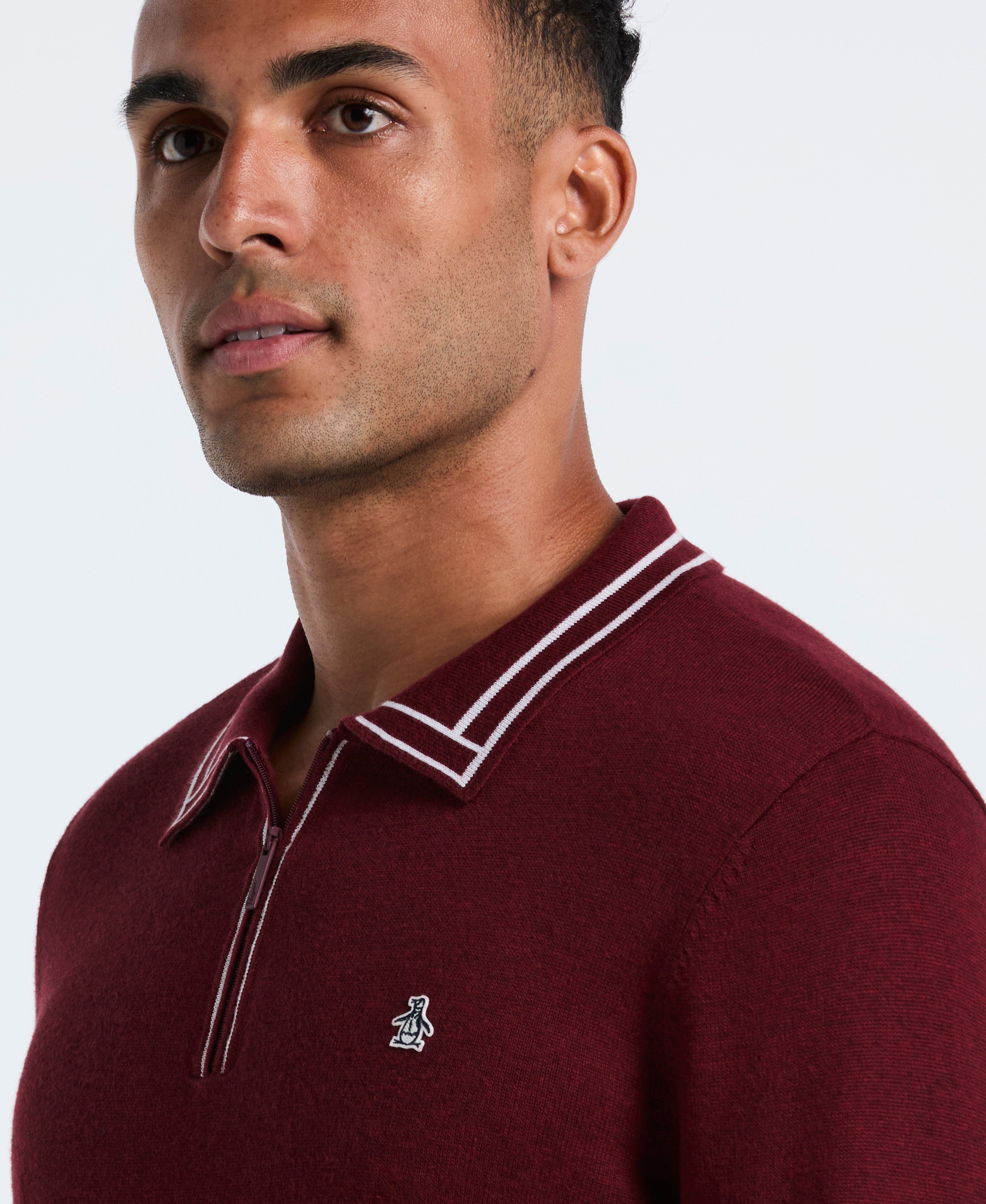 Tipped Quarter Zip Sweater Polo