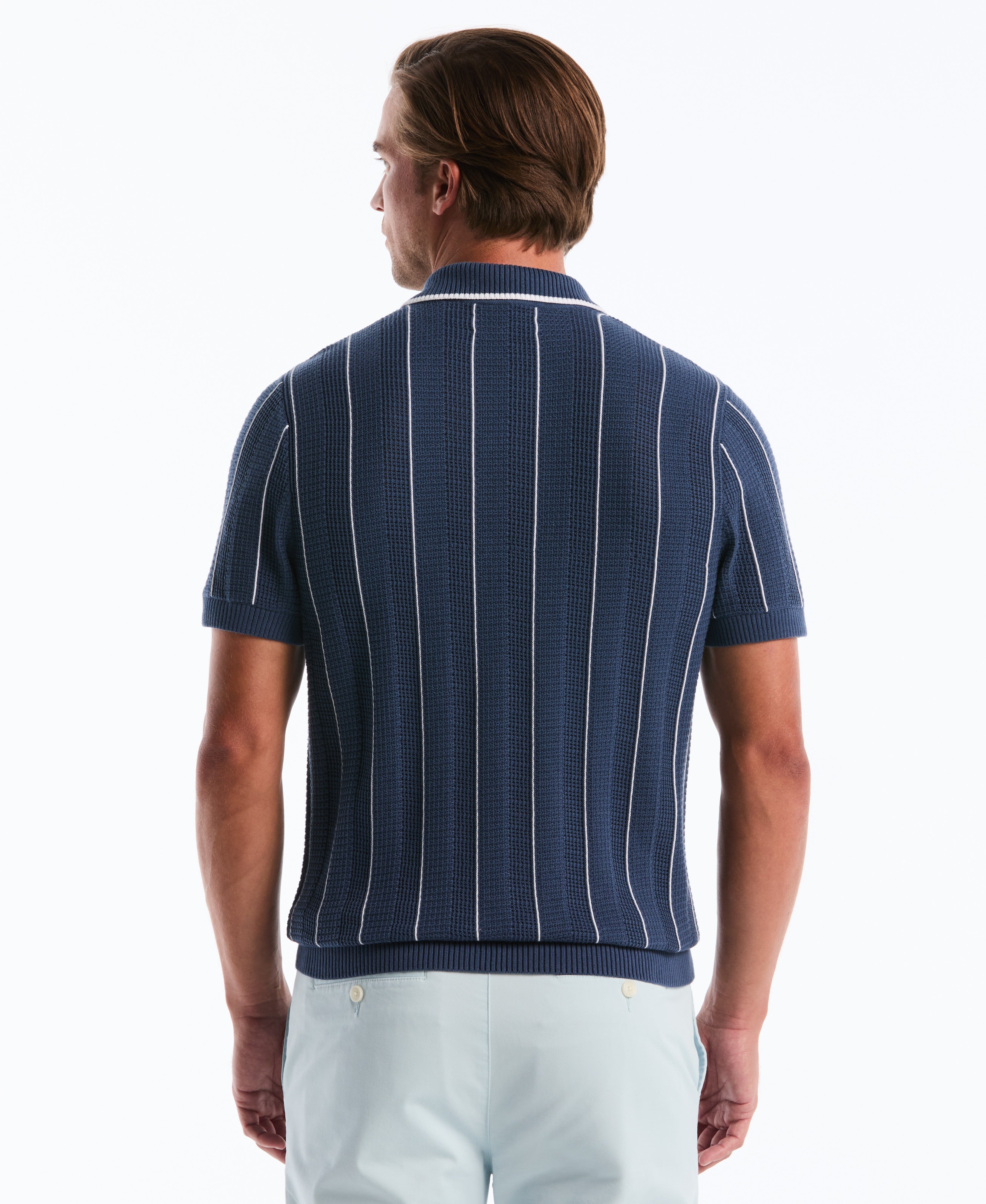 Vertical Mesh Stripe Sweater Polo