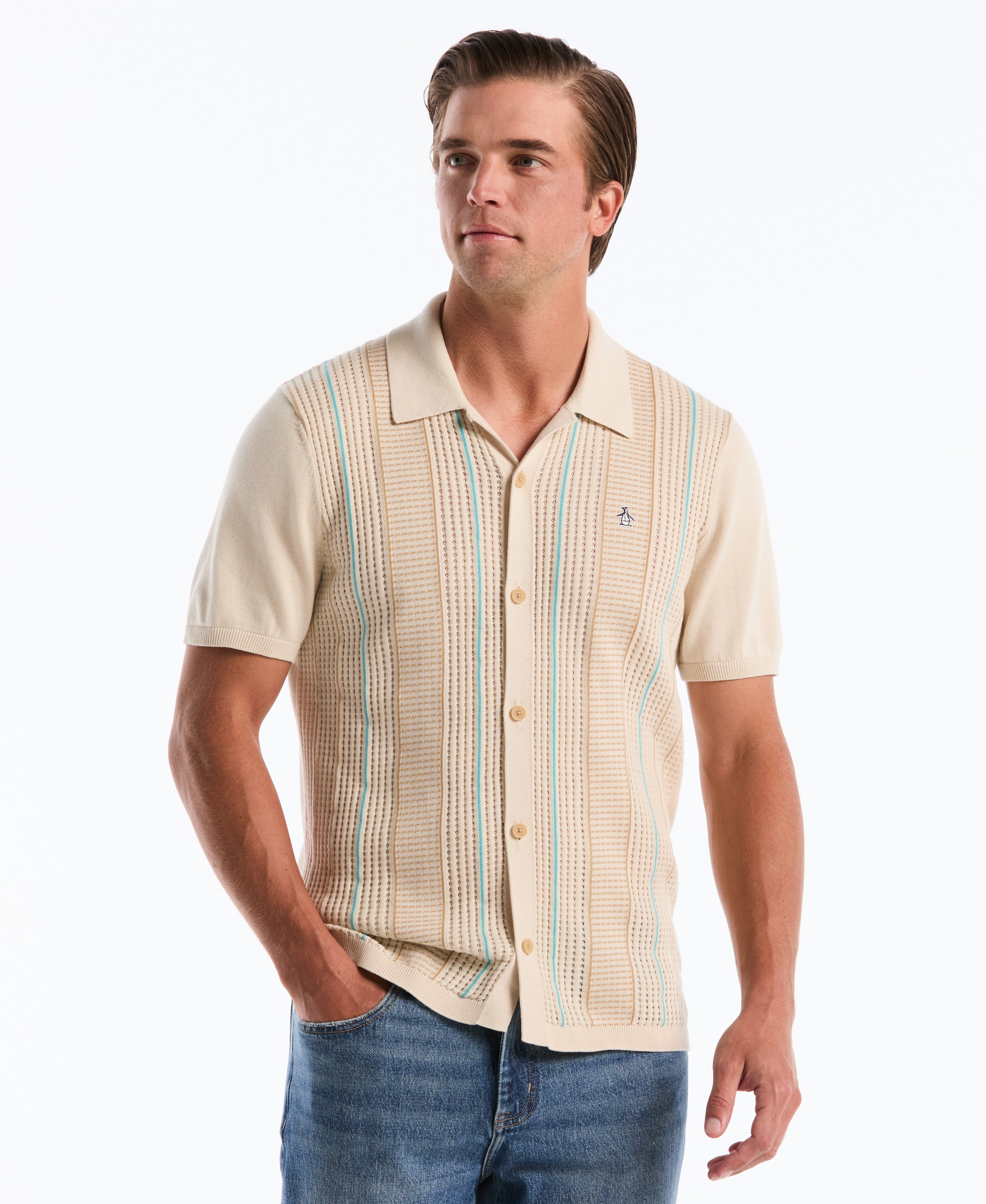 Vertical Striped Sweater Polo