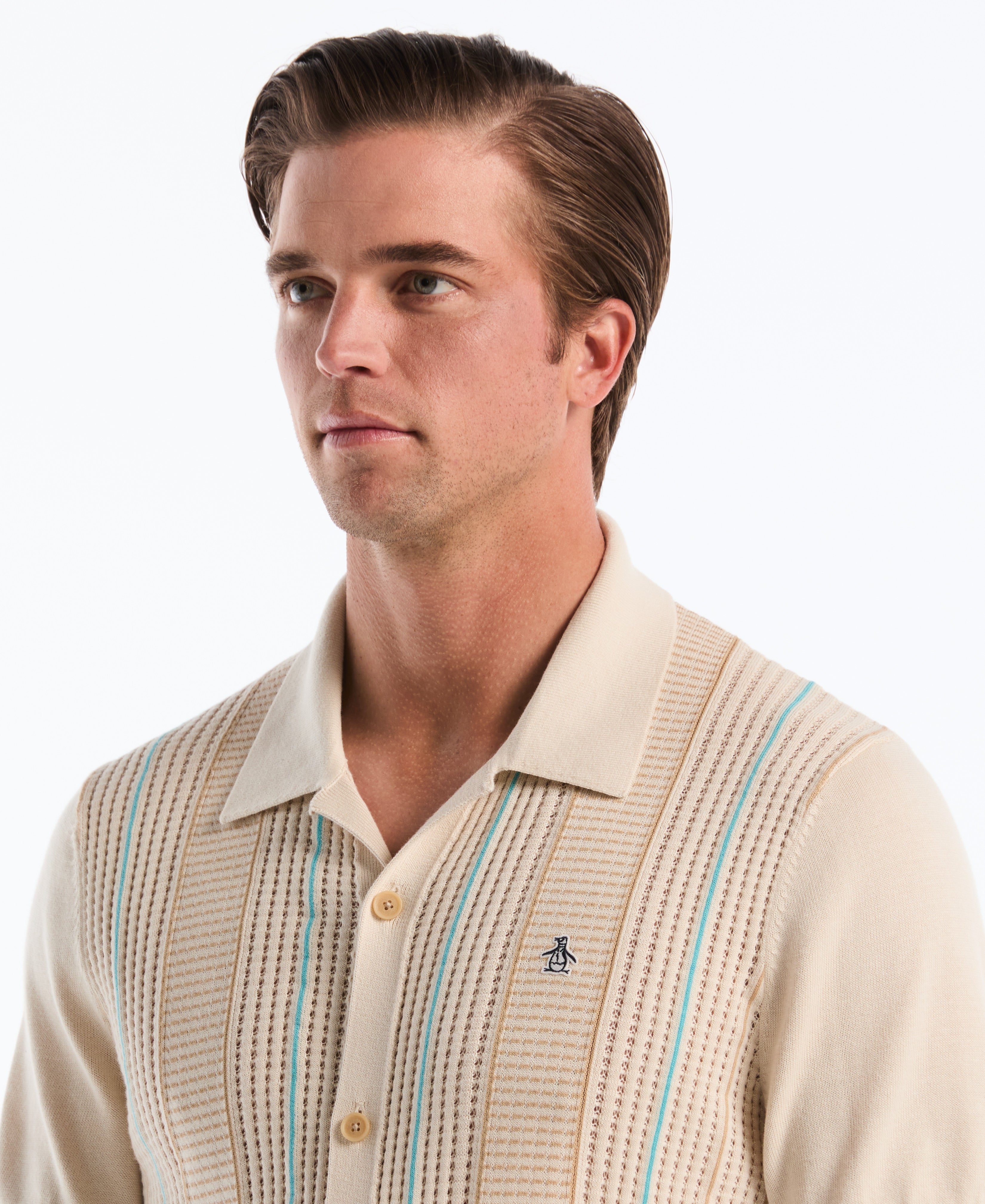 Vertical Striped Sweater Polo