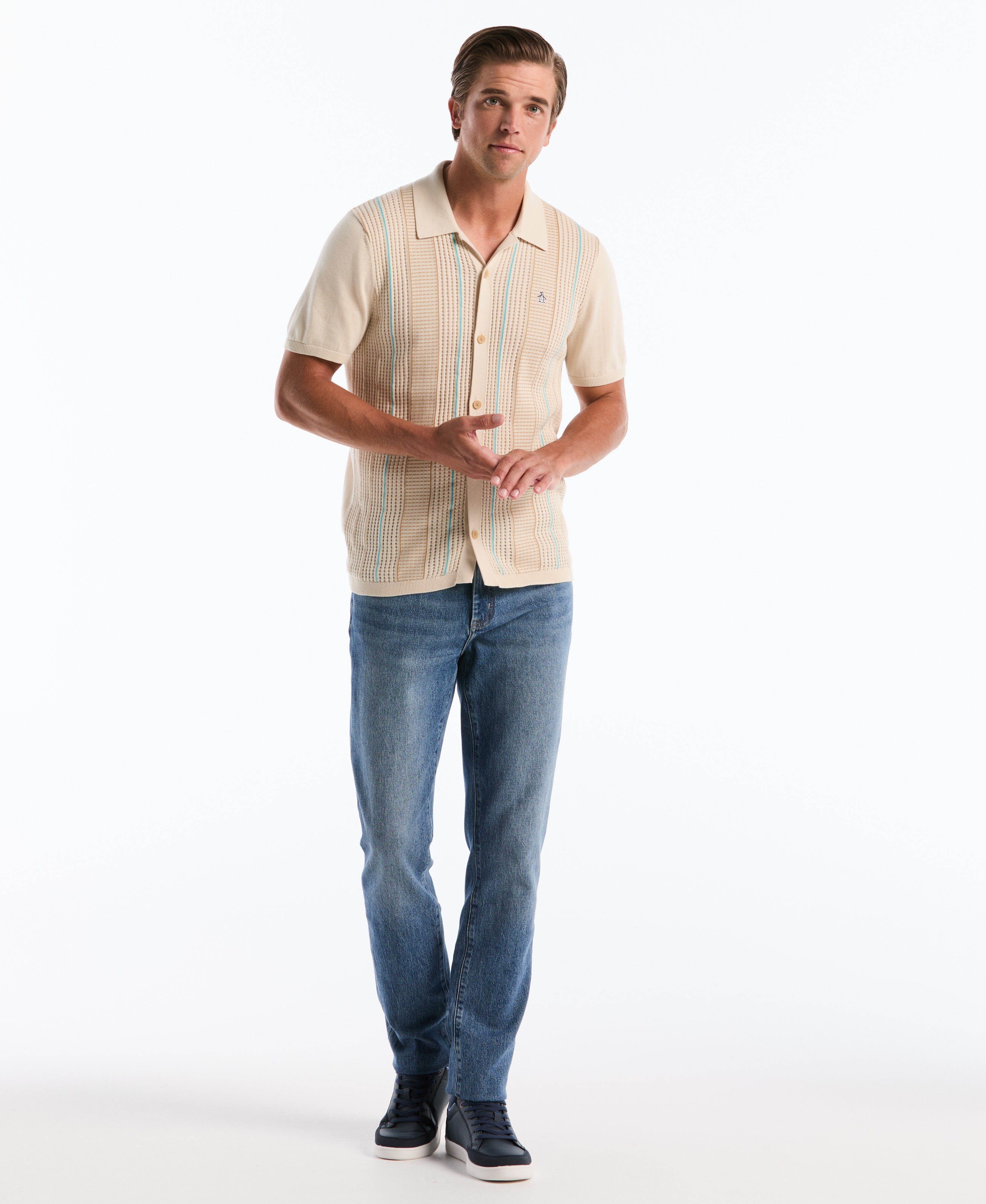 Vertical Striped Sweater Polo