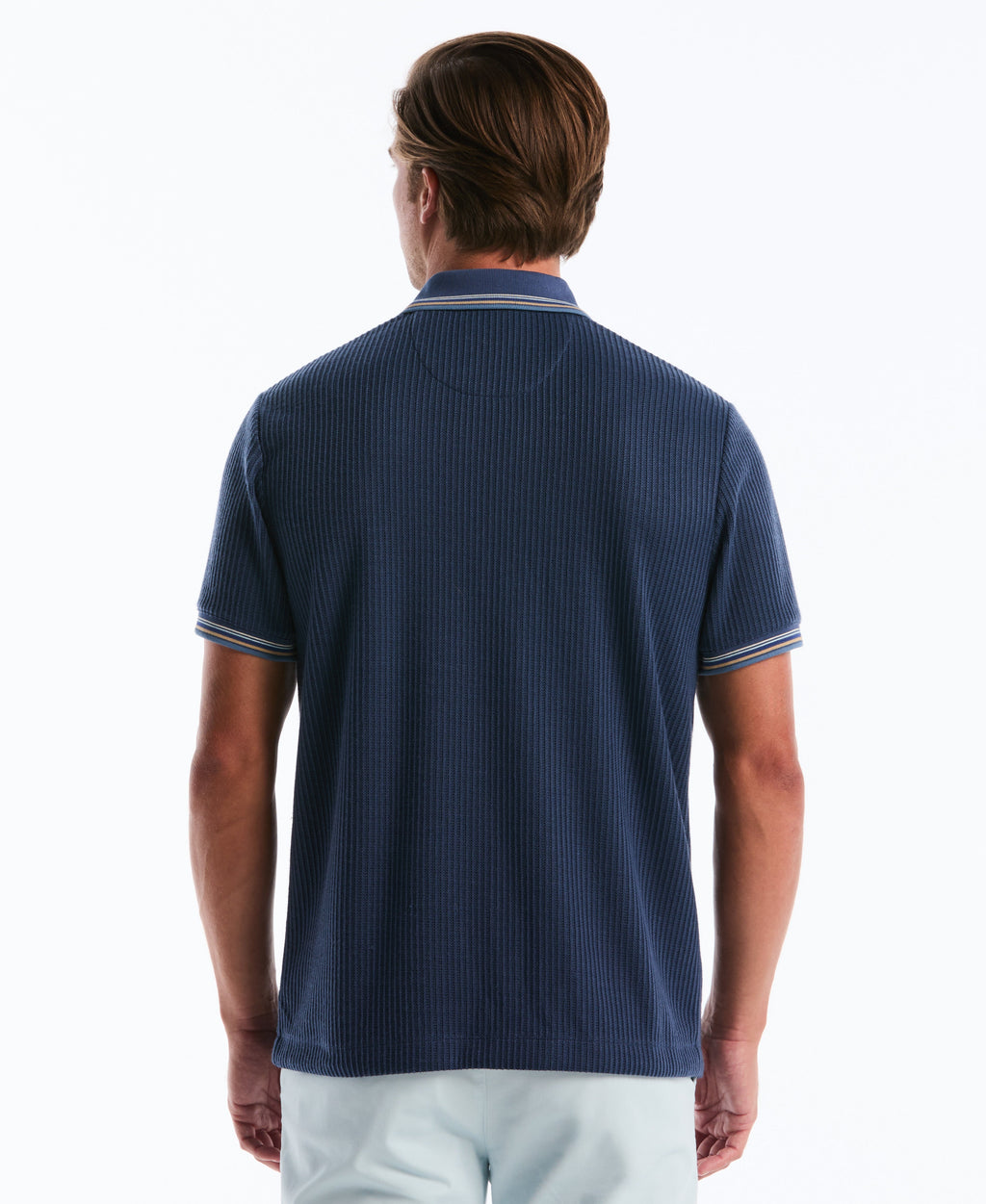 Vertical Textured Jacquard Sweater Polo