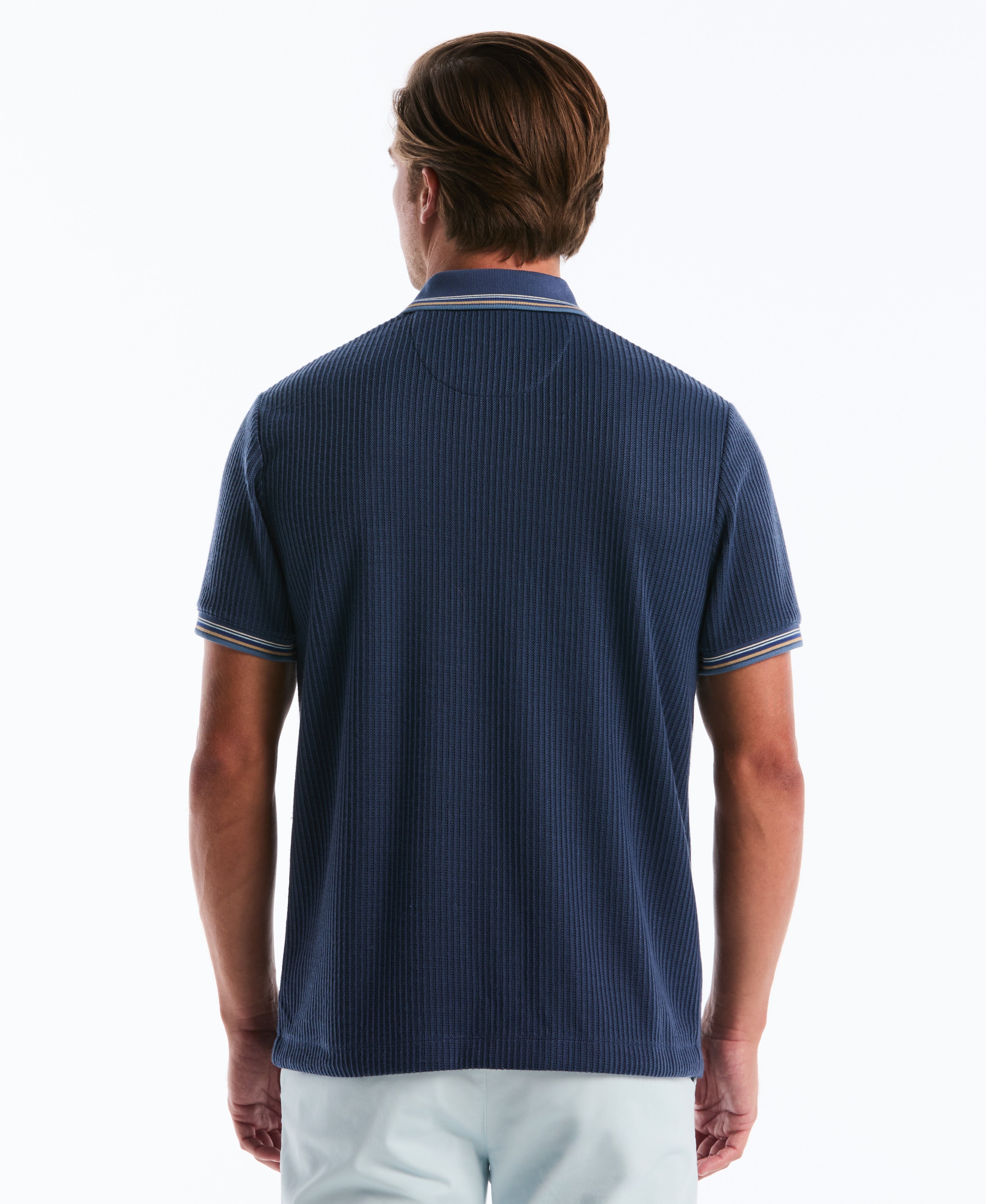 Vertical Textured Jacquard Sweater Polo