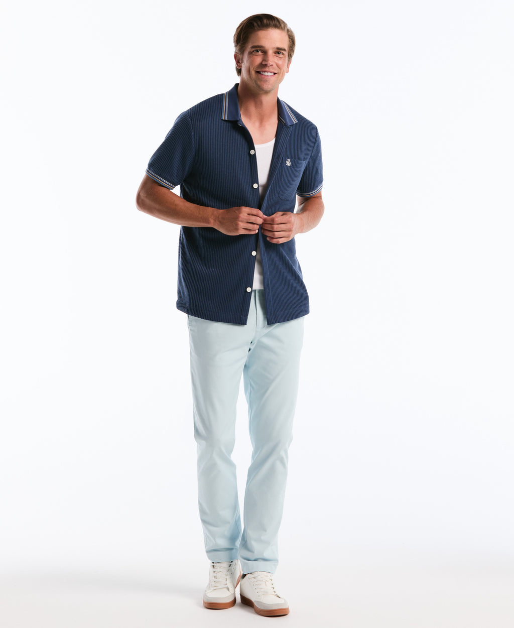 Vertical Textured Jacquard Sweater Polo